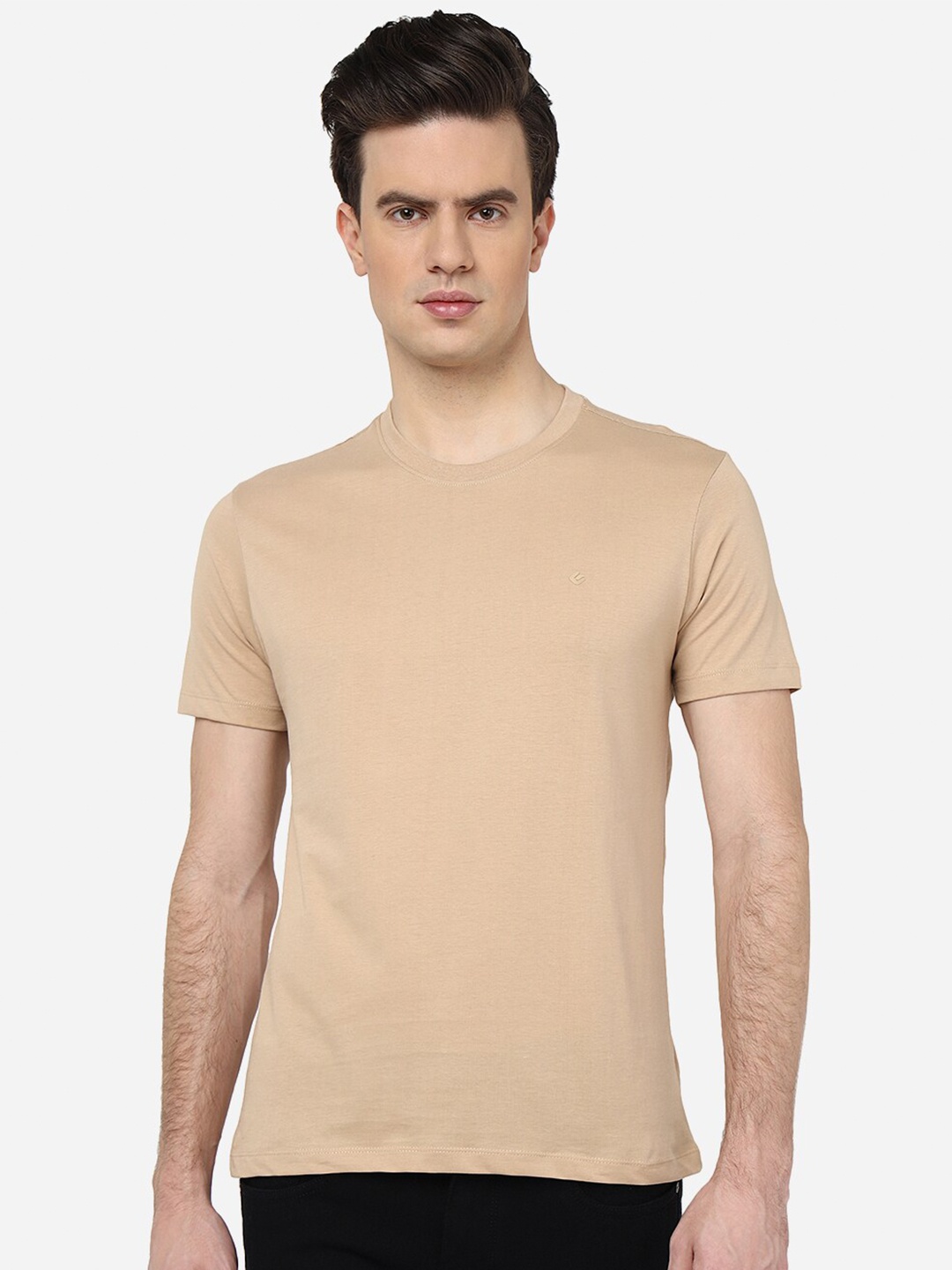 

Greenfibre Pure Cotton Half Sleeve Round Neck Slim Fit T-shirt, Beige