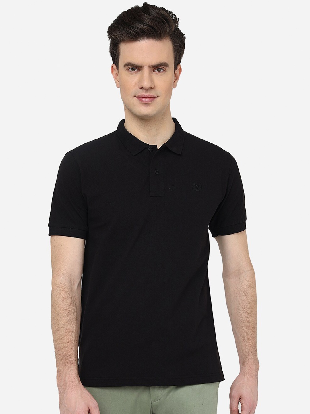 

Greenfibre Half Sleeve Polo Collar Slim Fit T-shirt, Black