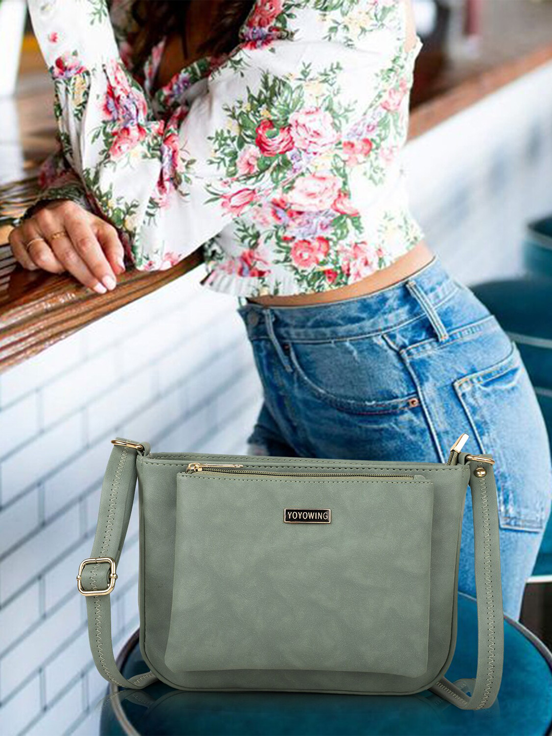 

YOYOWING Structured Sling Bag, Green