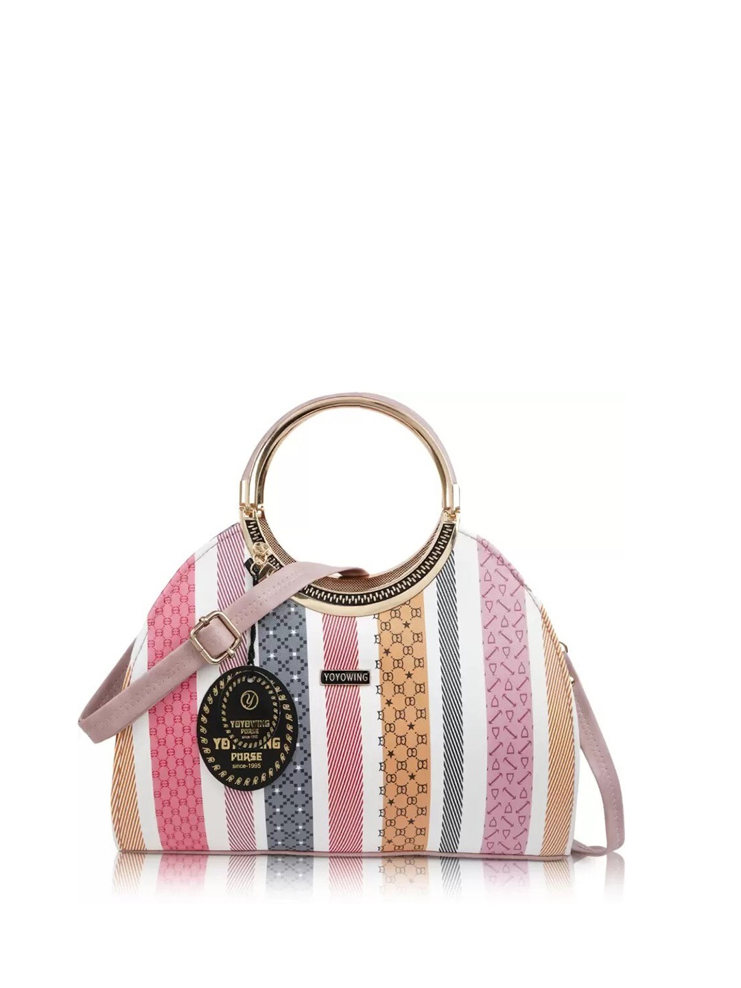 

YOYOWING Striped Handheld Bag, Pink