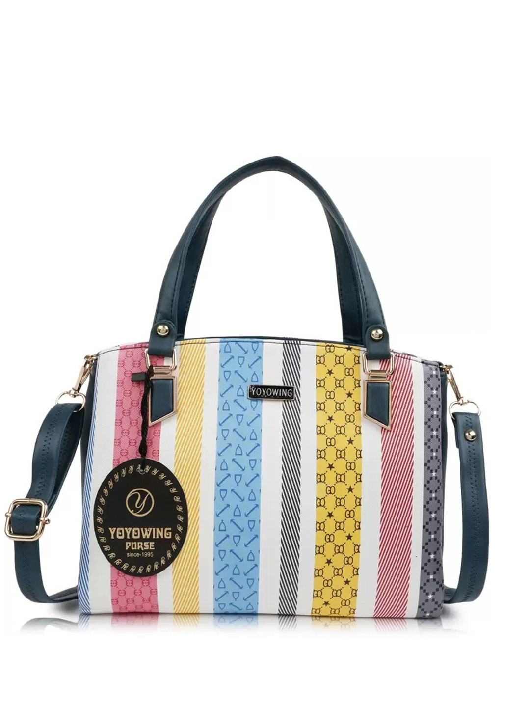 

YOYOWING Geometric Printed Handheld Bag, Blue