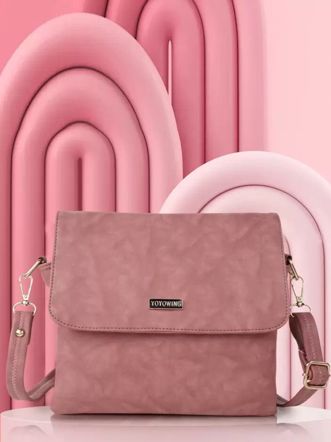 

YOYOWING Abstract Printed Structured Sling Bag, Pink
