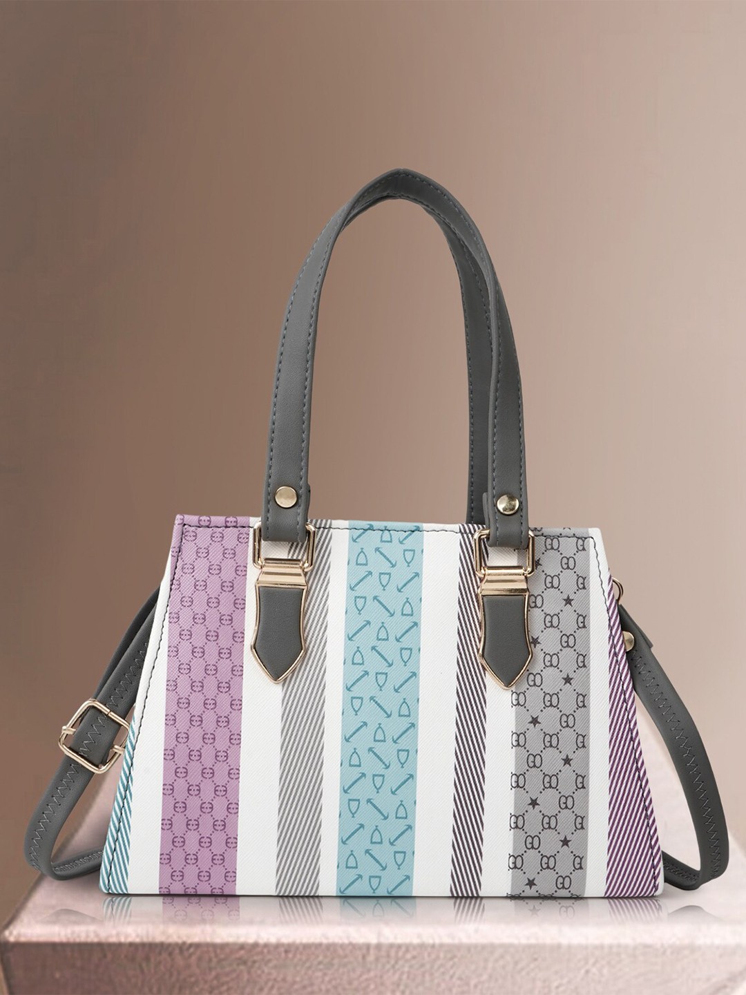 

YOYOWING Geometric Printed Handheld Bag, Grey