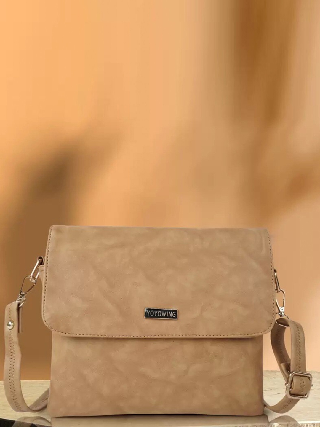 

YOYOWING Abstract Printed Structured Sling Bag, Khaki