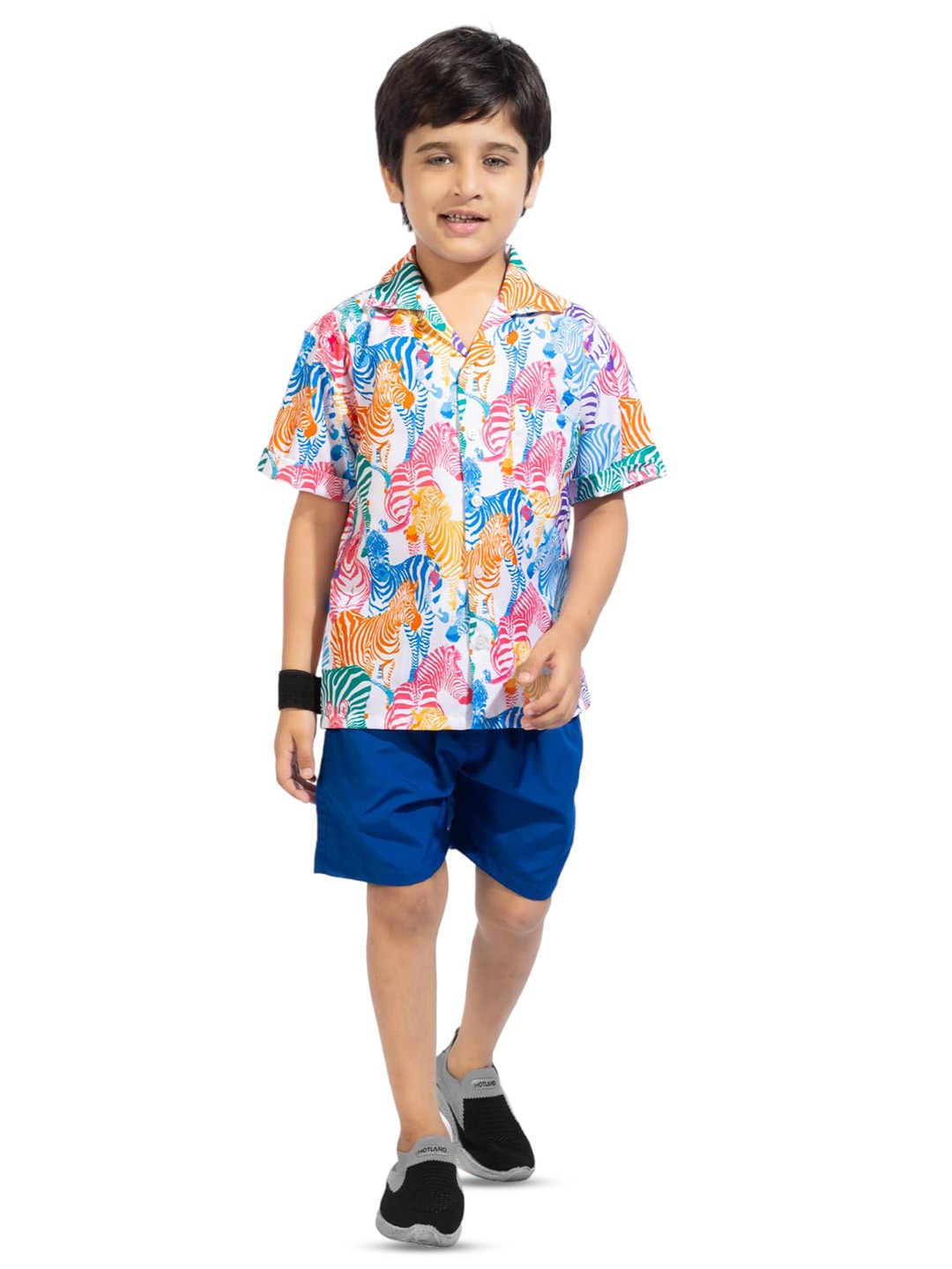 

BAESD Kids Printed Pure Cotton Shirt With Shorts, White