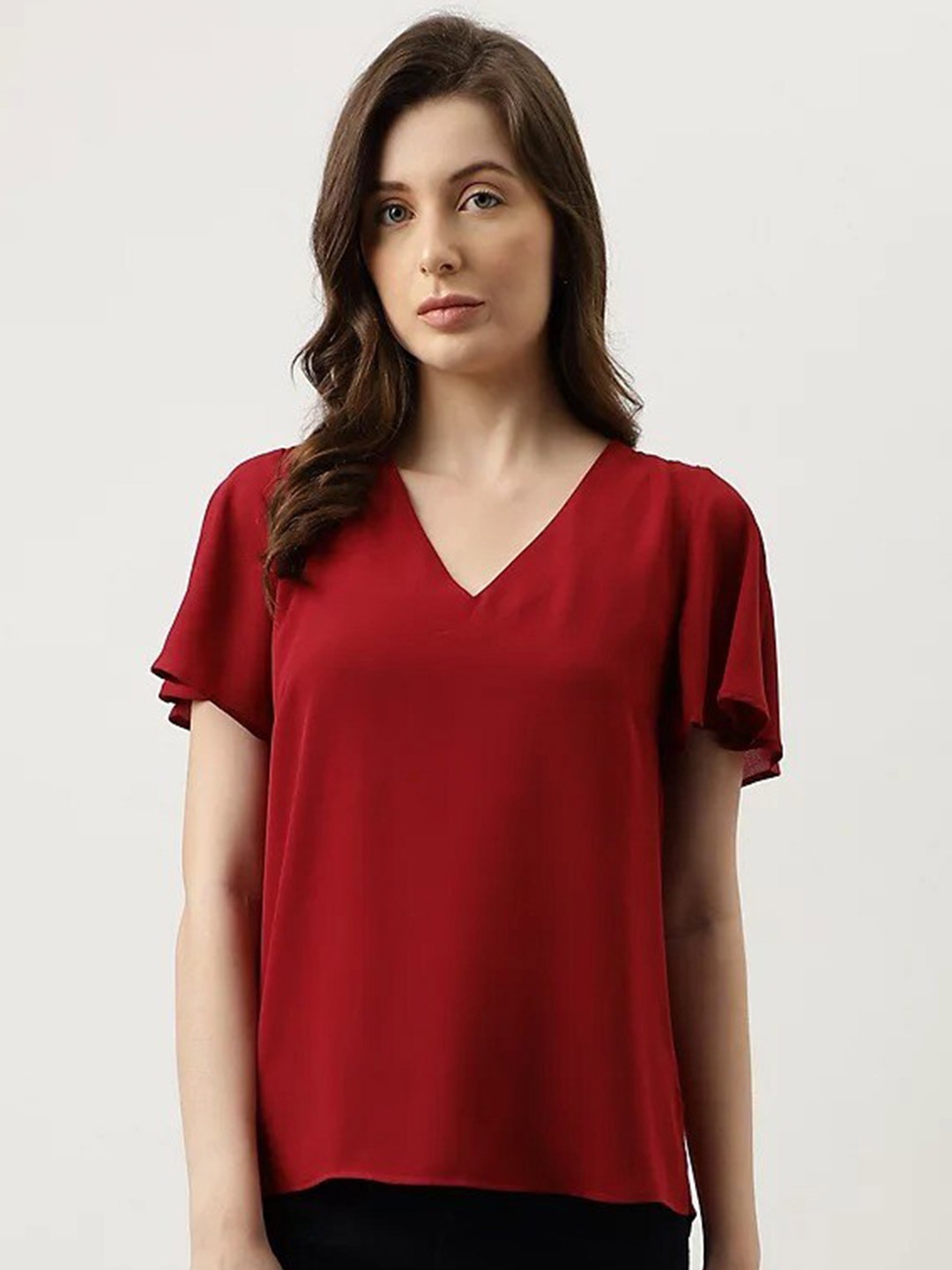 

Marks & Spencer V-Neck Short Sleeves Casual Top, Red