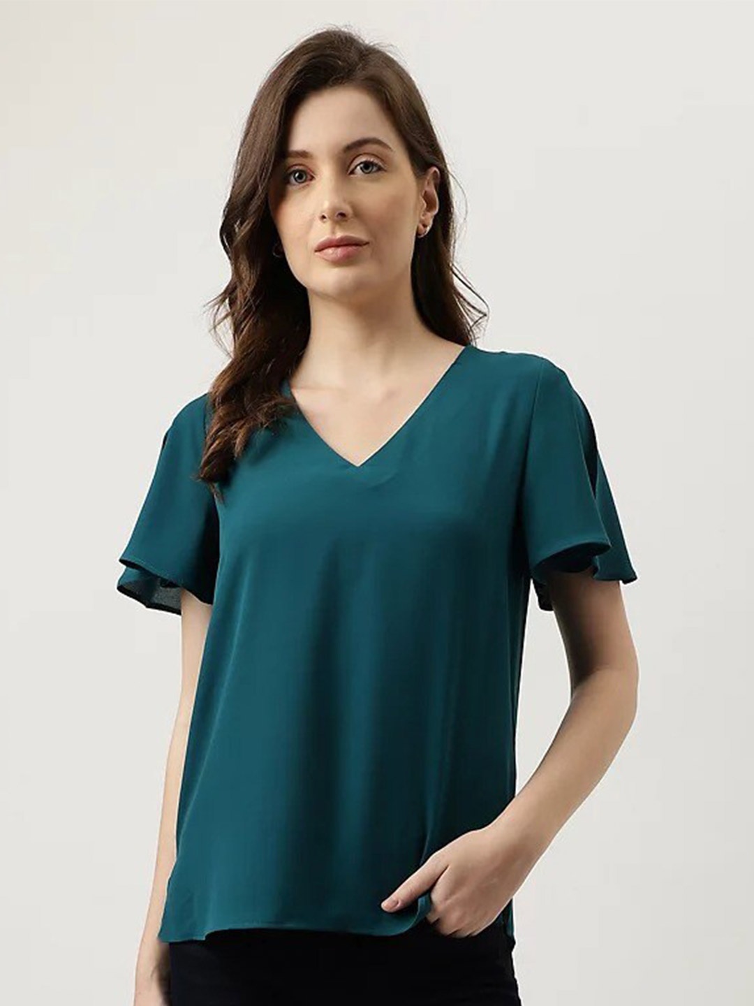 

Marks & Spencer V-Neck Short Sleeves Casual Top, Teal