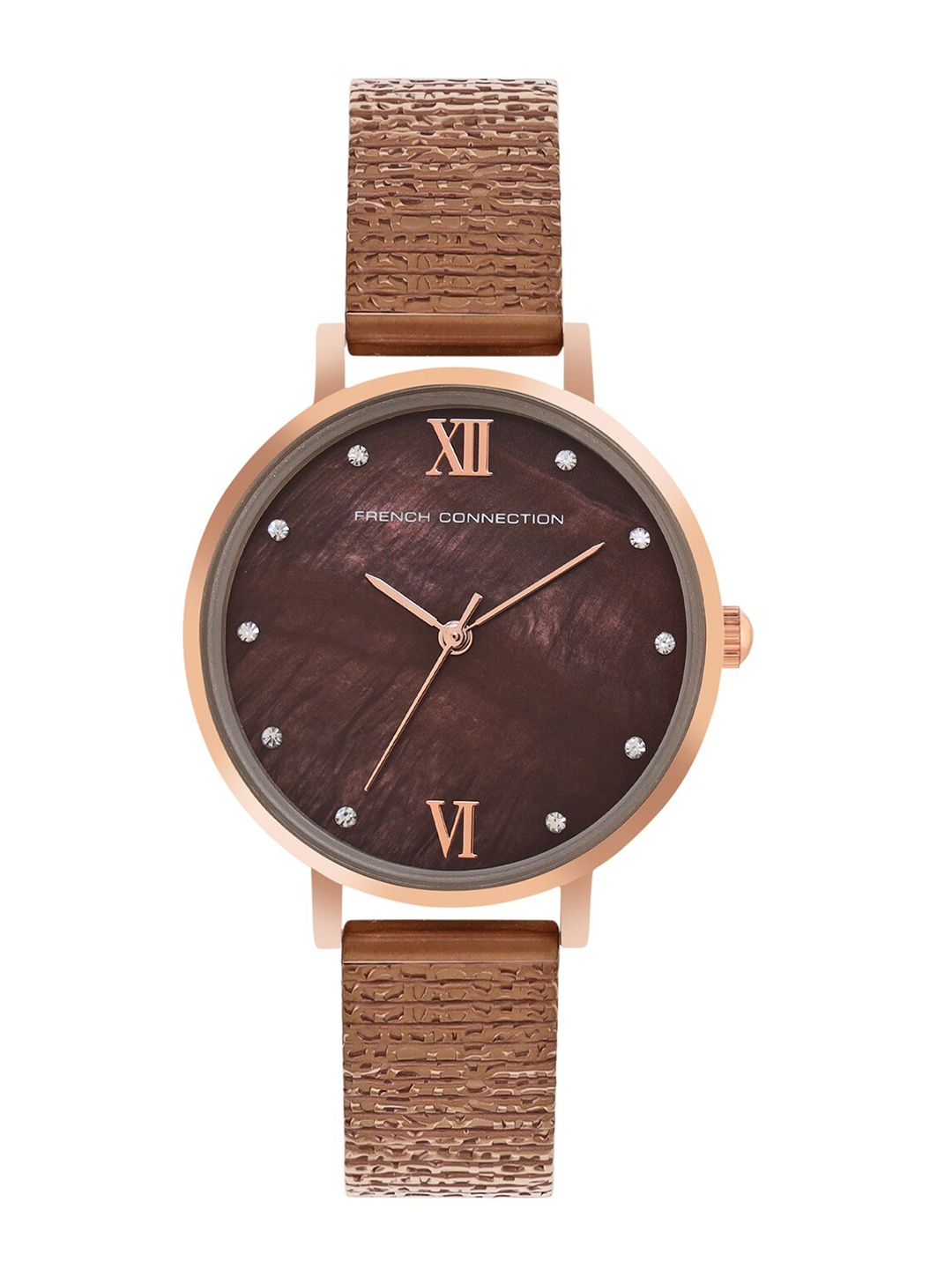 

French Connection Serene Women Stainless Steel Textured Straps Analogue Watch FCN00065G, Brown