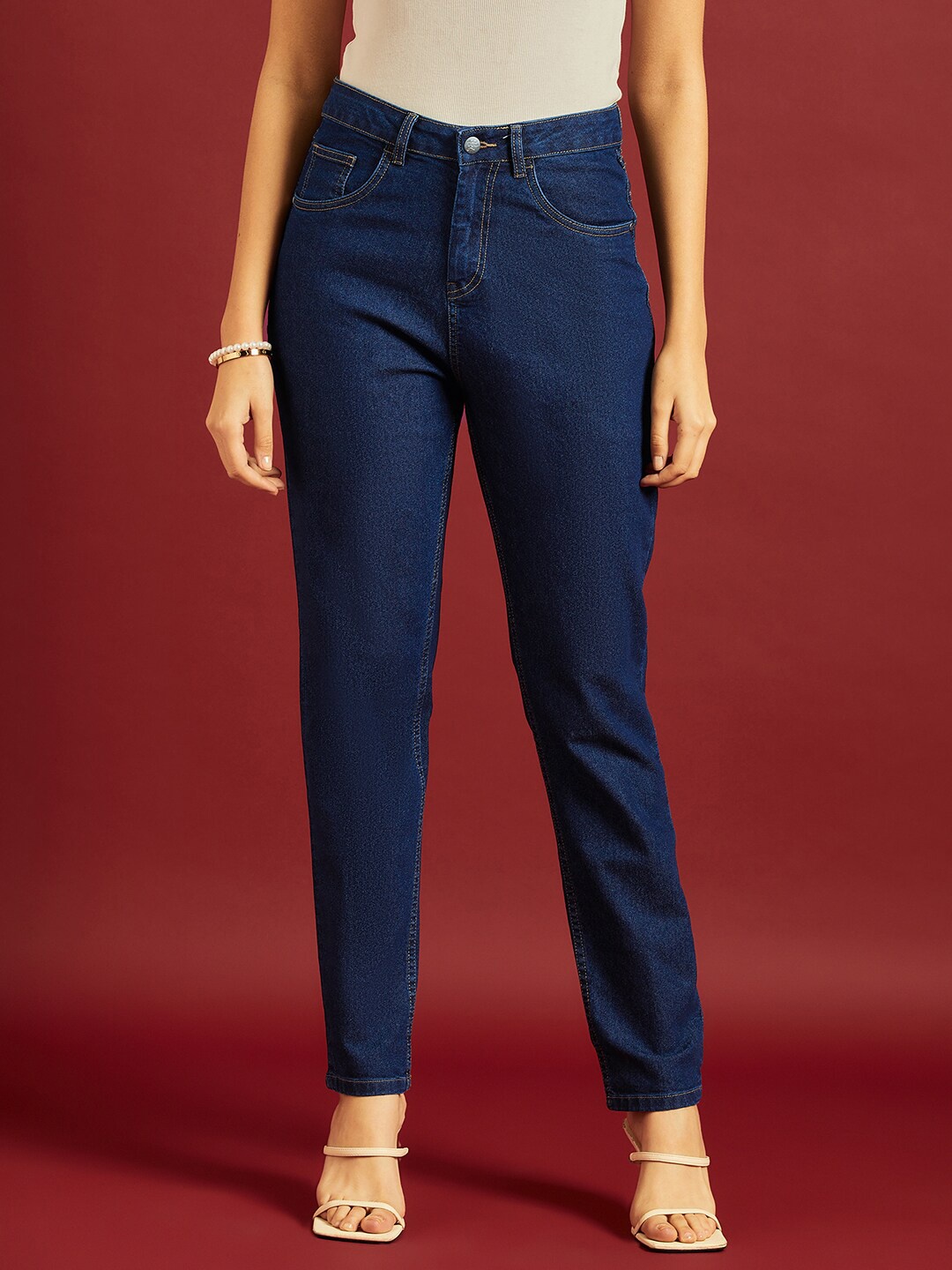 

all about you Women Comfort Boyfriend Fit High-Rise Stretchable Jeans, Blue