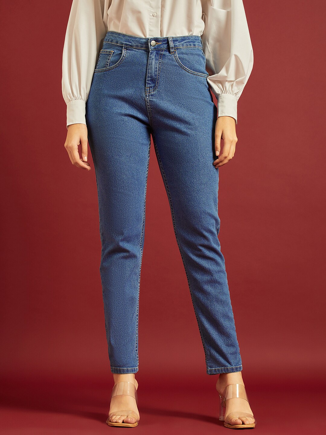 

all about you Women Comfort Boyfriend Fit High-Rise Stretchable Jeans, Blue