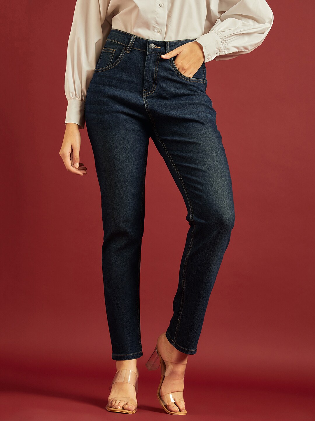 

all about you Women Comfort Boyfriend Fit High-Rise Stretchable Jeans, Blue