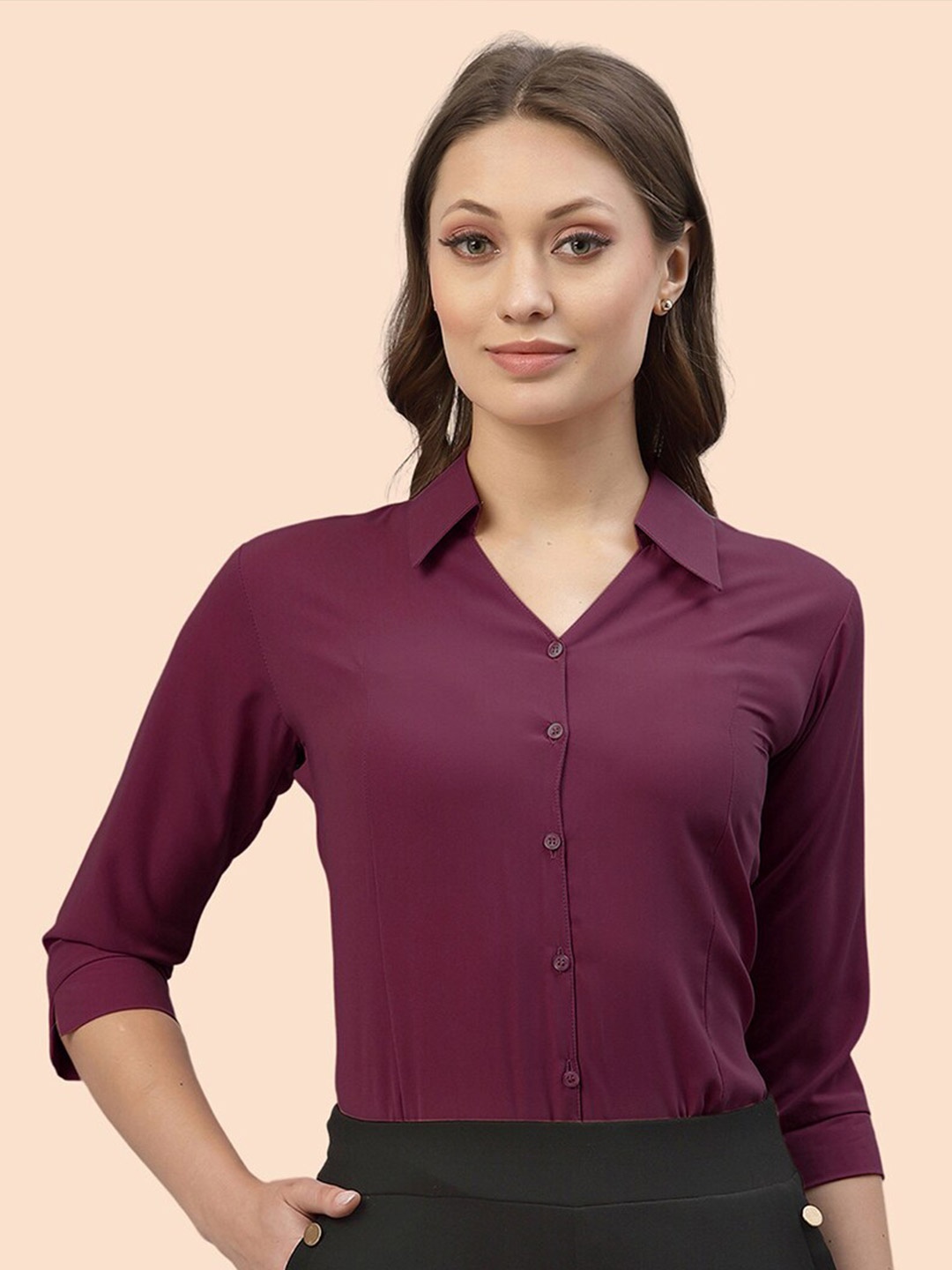 

Selvia India Slim Regular Fit Opaque Casual Shirt, Purple