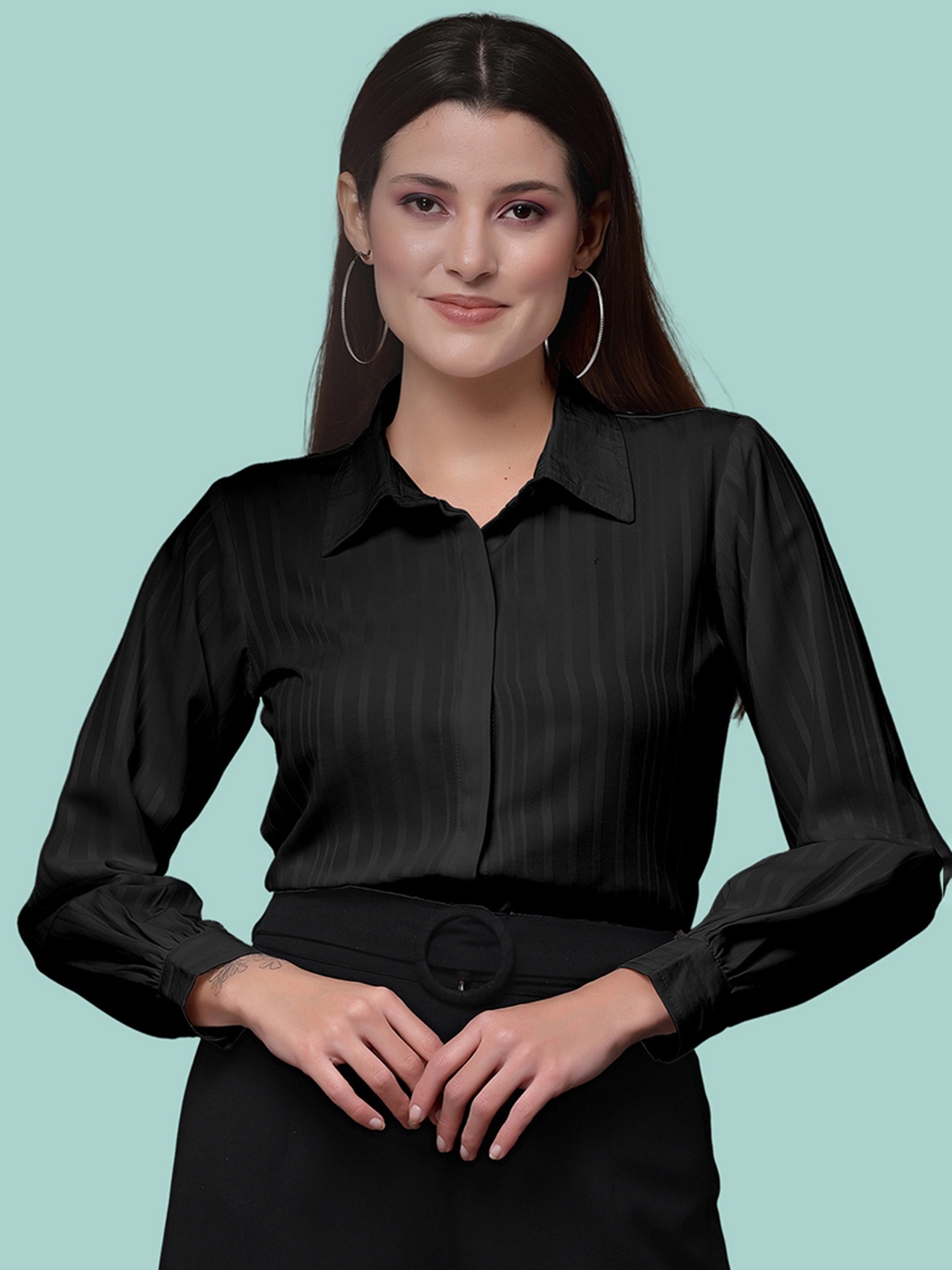 

Selvia Women Black Opaque Casual Shirt