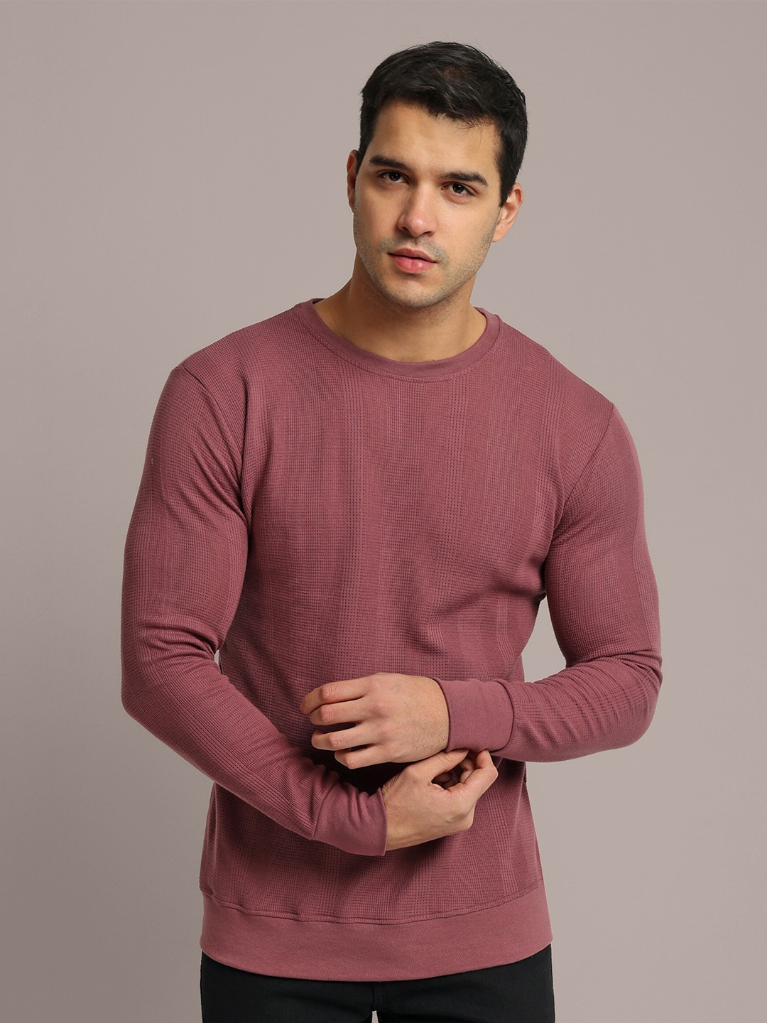 

GRECIILOOKS Round Neck Cotton Casual T-shirt, Pink
