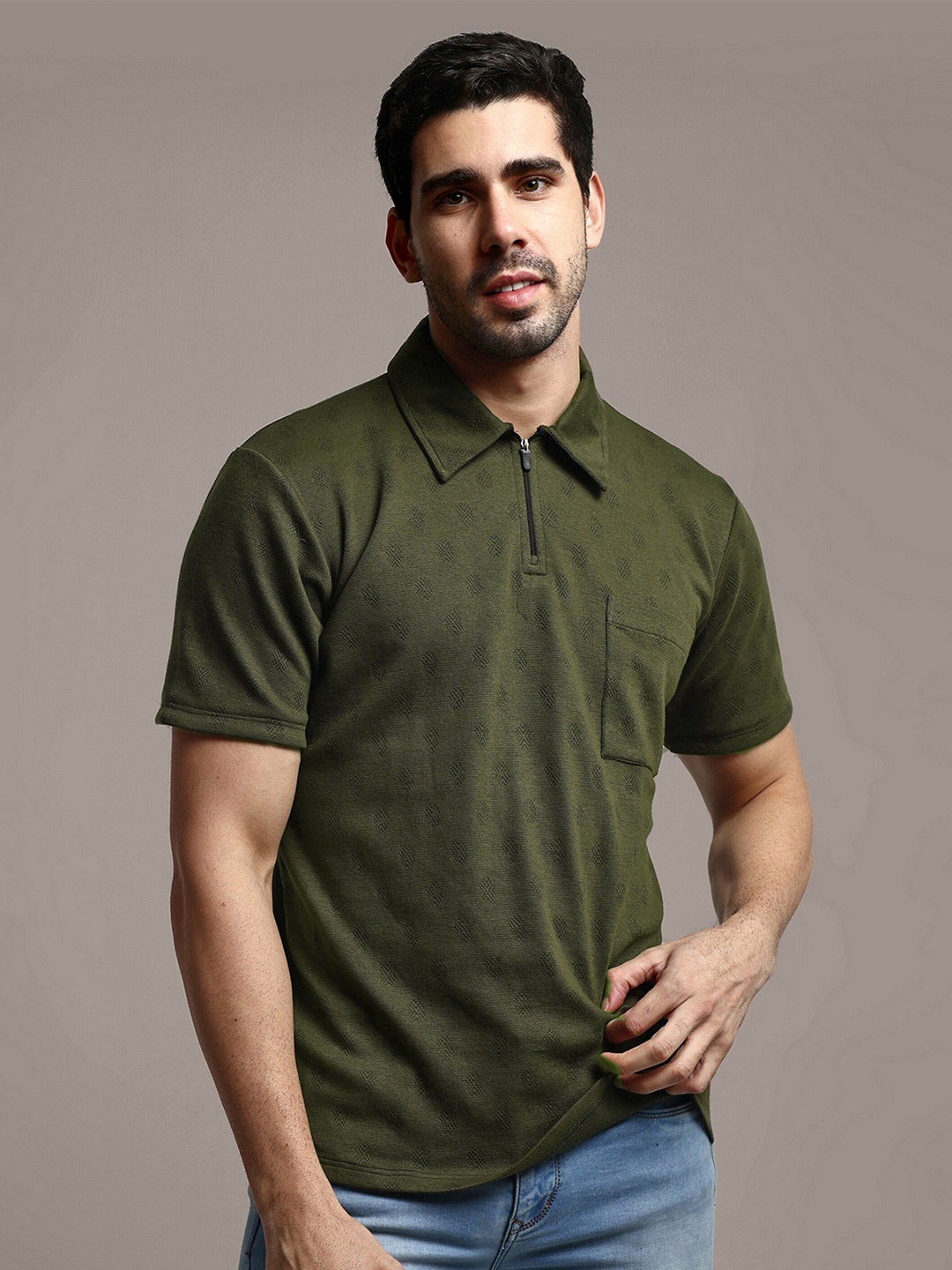 

GRECIILOOKS Polo Collar Cotton Casual T-shirt, Green