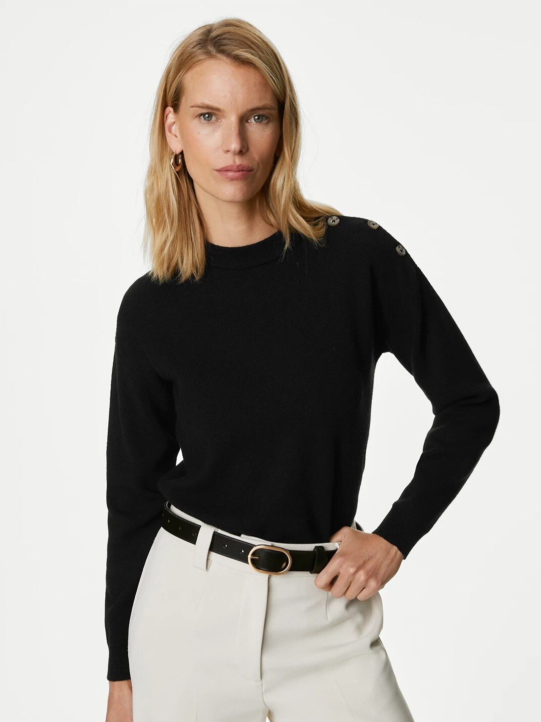 

Marks & Spencer Round Neck Pullover, Black