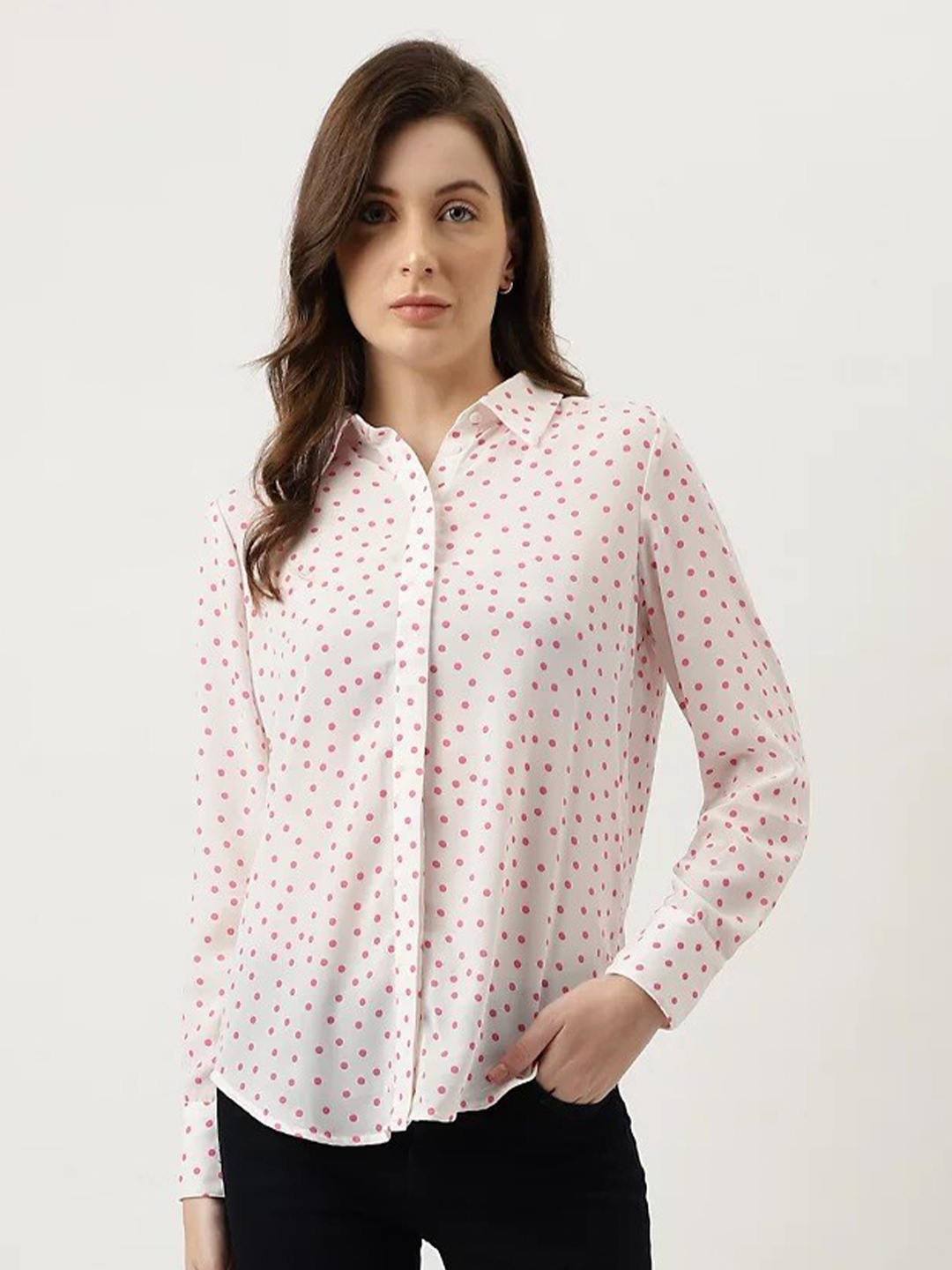 

Marks & Spencer Polka Dots Cotton Casual Shirt, Off white