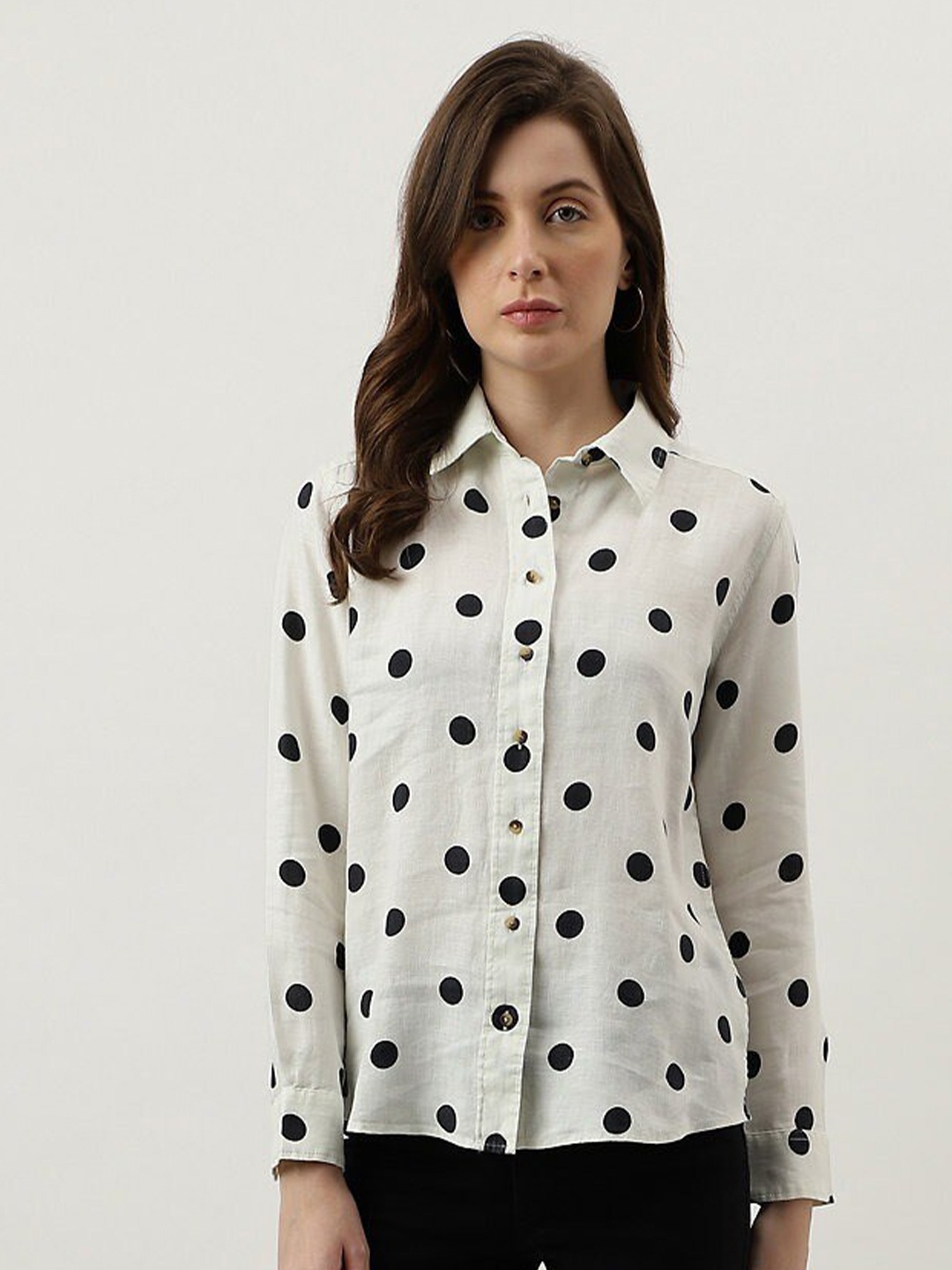 

Marks & Spencer Cotton Polka Dots Casual Shirt, White