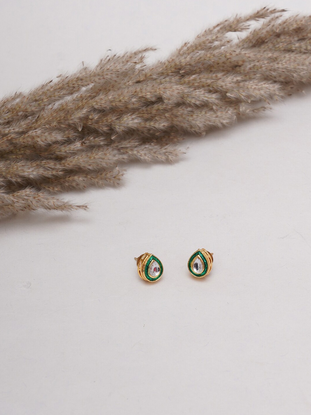 

Ruby Raang Gold-Plated Classic Studs Earrings, Green