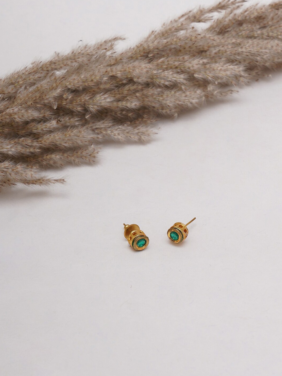 

Ruby Raang Gold-Plated Classic Studs Earrings, Green