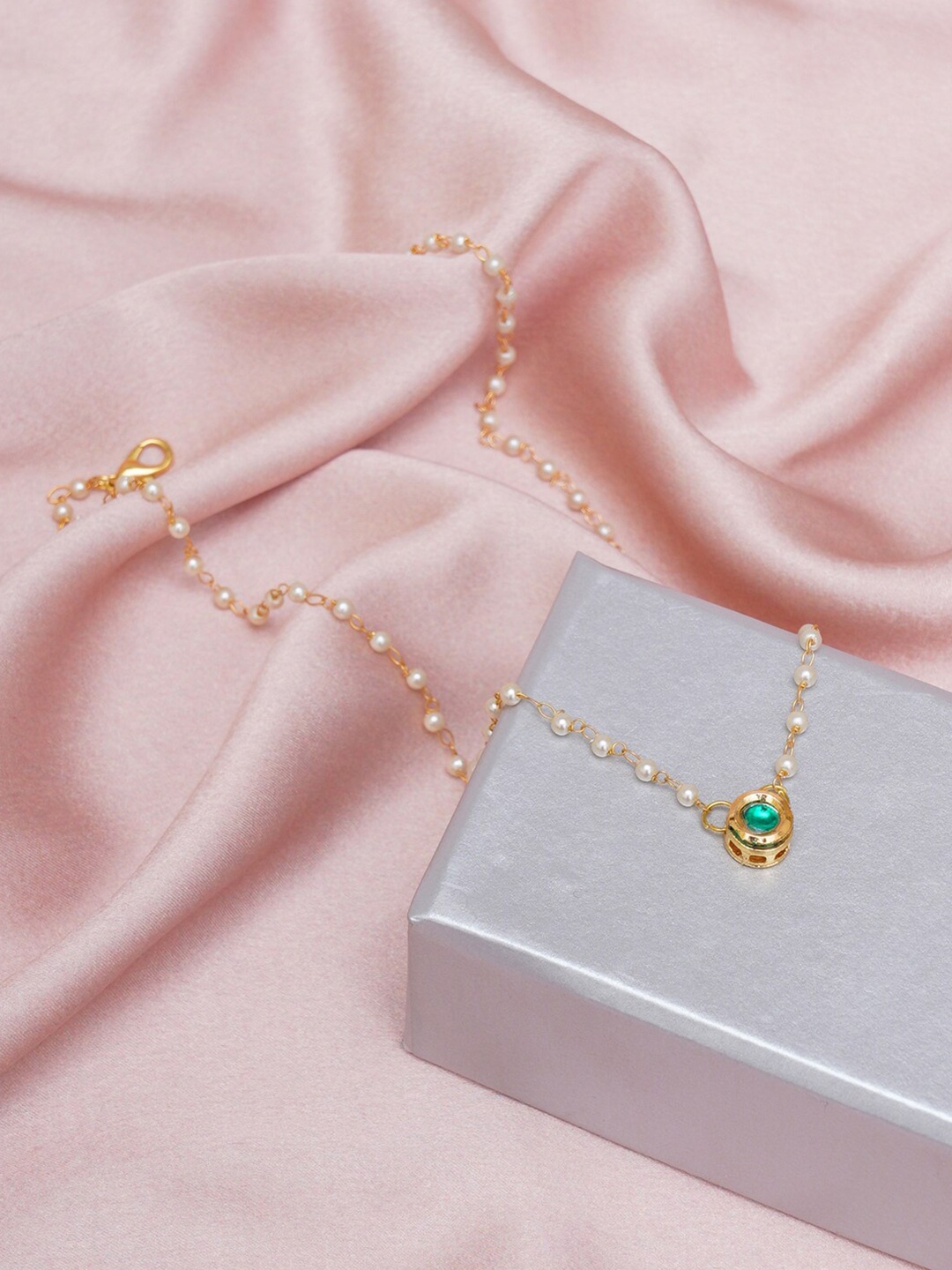 

Ruby Raang Girls Gold-Plated Kundan Studded & Beaded Necklace