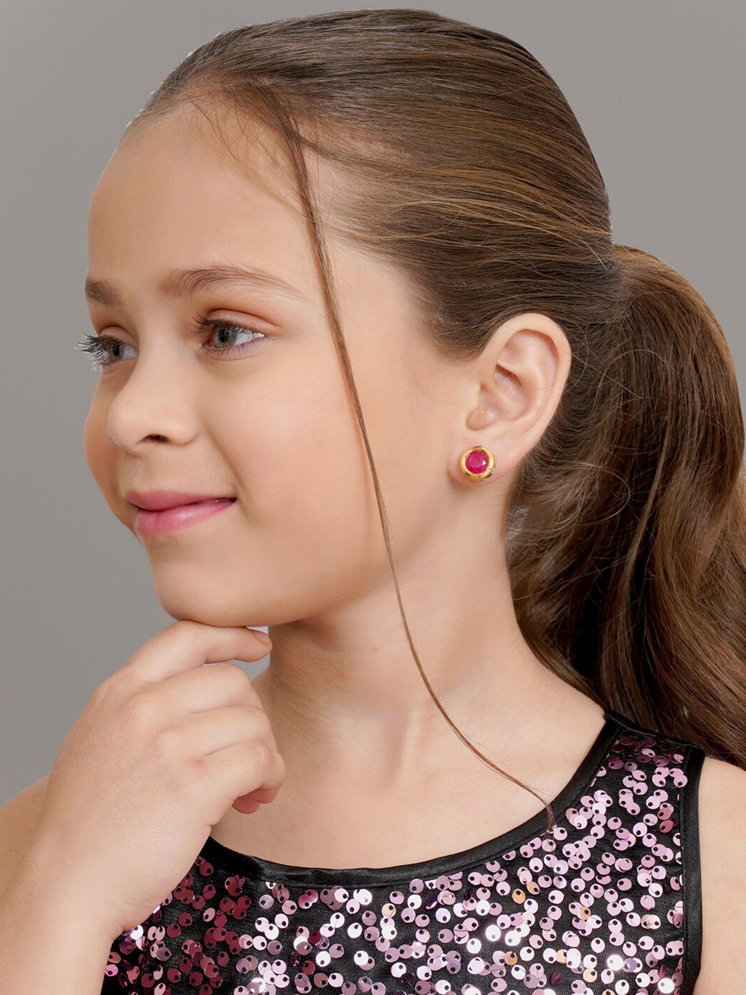

Ruby Raang Girls Gold Plated Studs Earrings