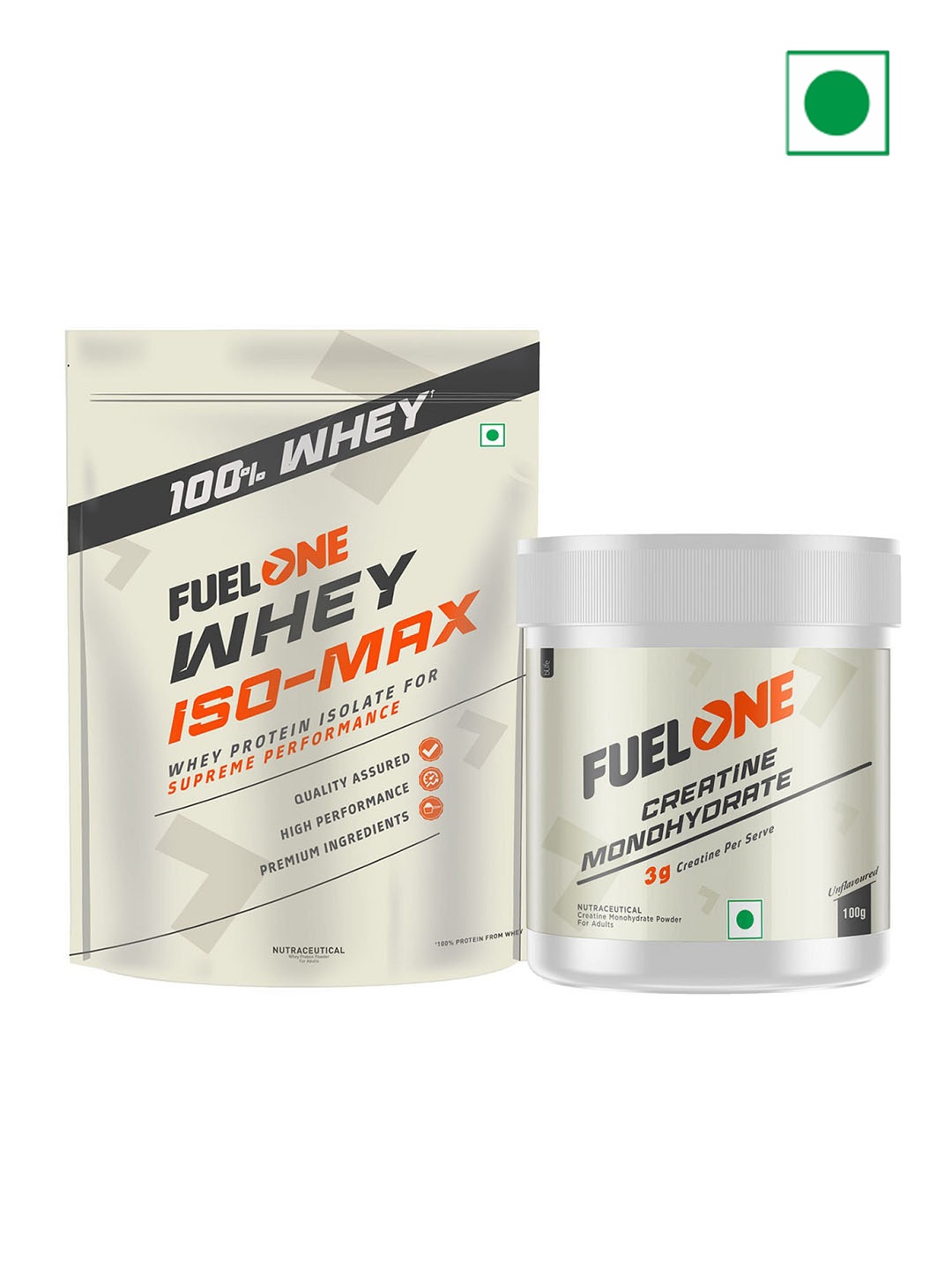 

FUEL ONE Whey Whey Protein Isolate Chocolate 1 kg & Creatine Monohydrate 100gm, Brown