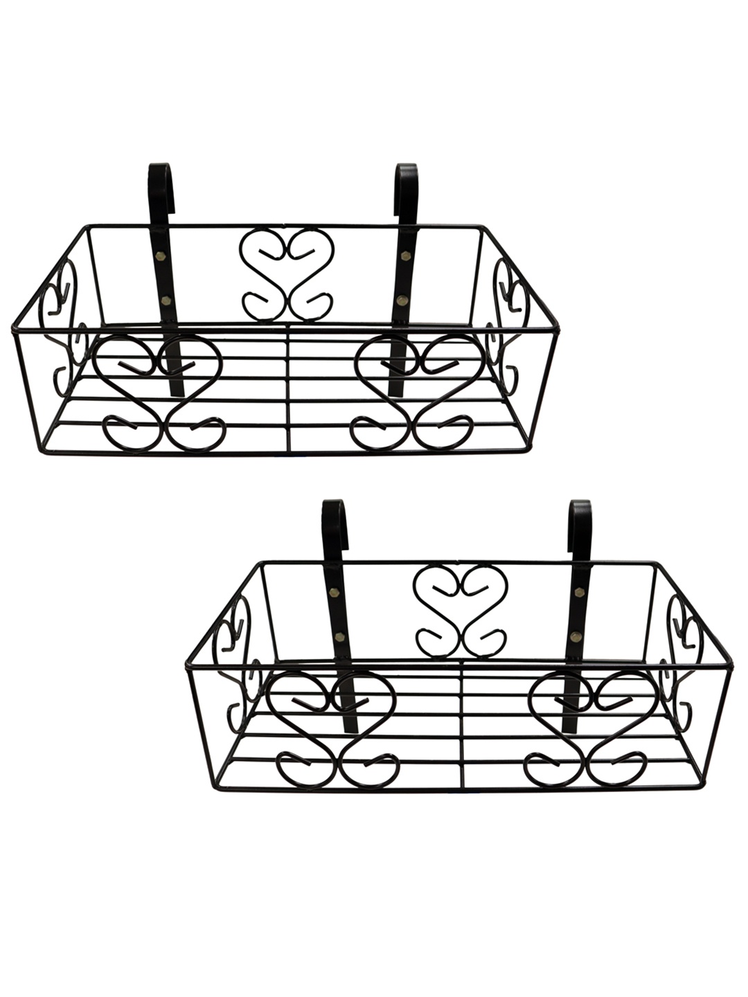 

TRUSTBASKET 2 Pueces Rectangular Metal Planter Stand, Black