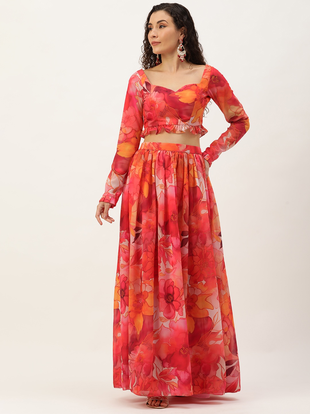 

Ethnovog Women Printed Georgette Co-Ords, Multi