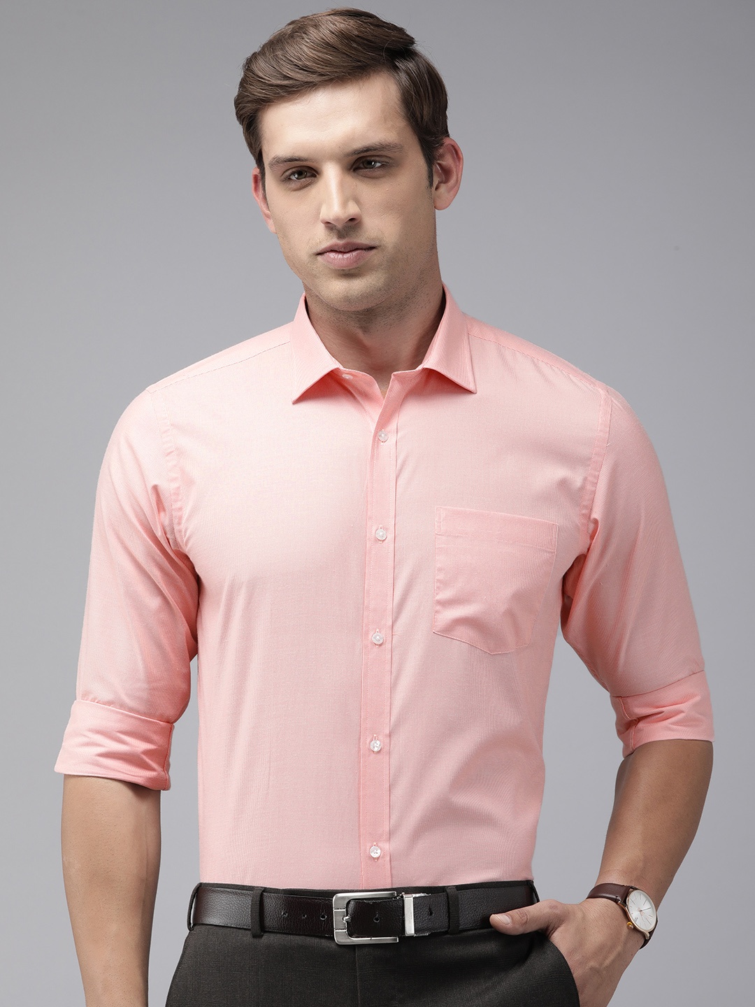 

Park Avenue Men Slim Fit Striped Formal Shirt, Pink