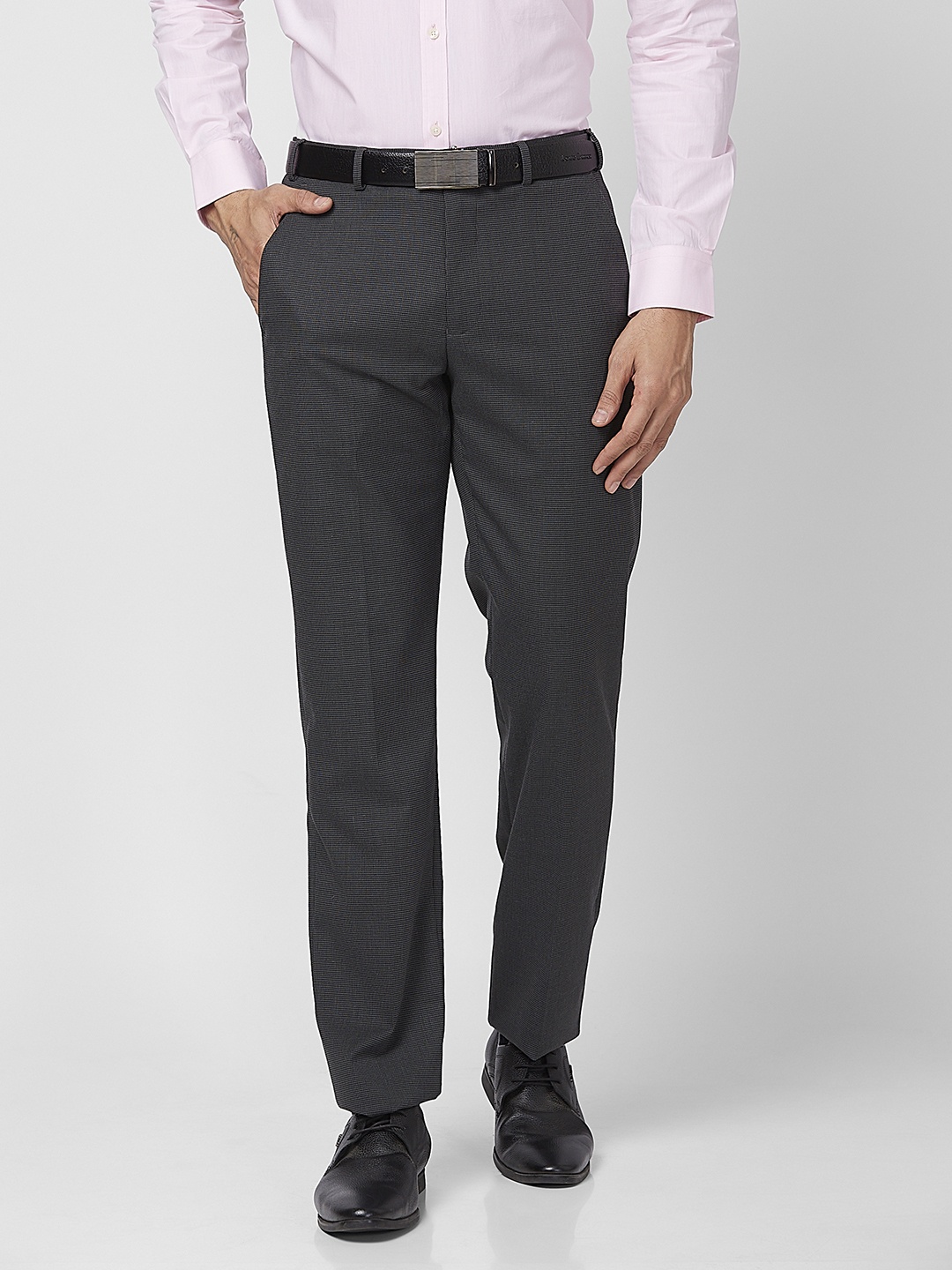 

Park Avenue Men Checked Formal Trouser, Grey