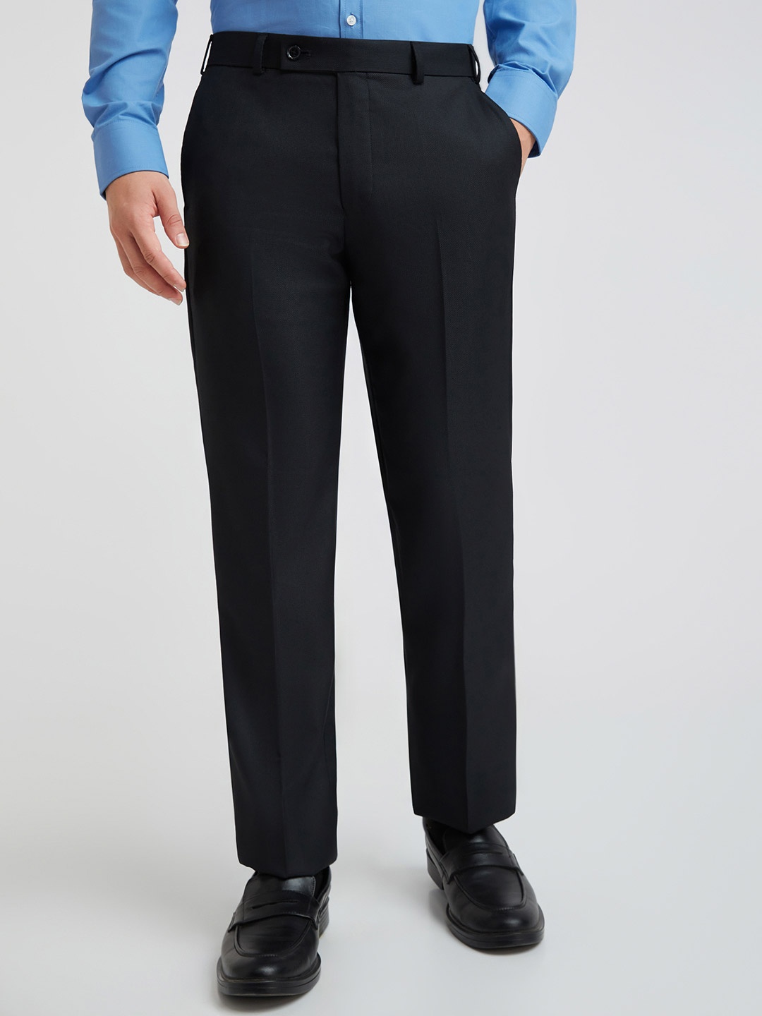 

Park Avenue Men Textured Formal Trouser, Blue