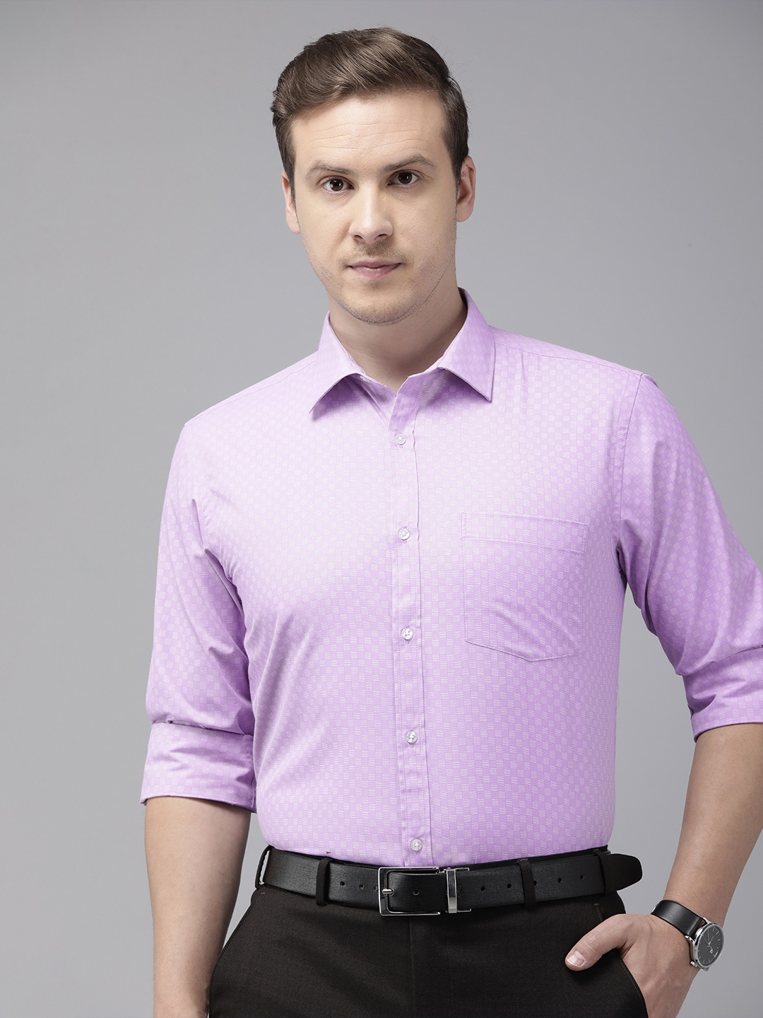 

Park Avenue Slim Fit Checked Formal Shirt, Violet