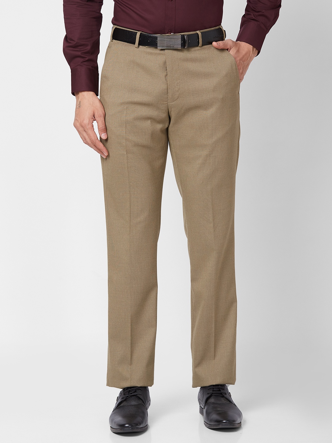 

Park Avenue Men Solid Formal Trouser, Beige