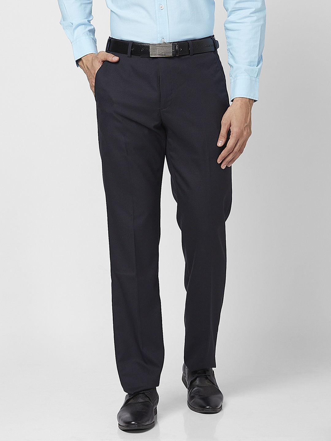 

Park Avenue Men Solid Formal Trouser, Blue