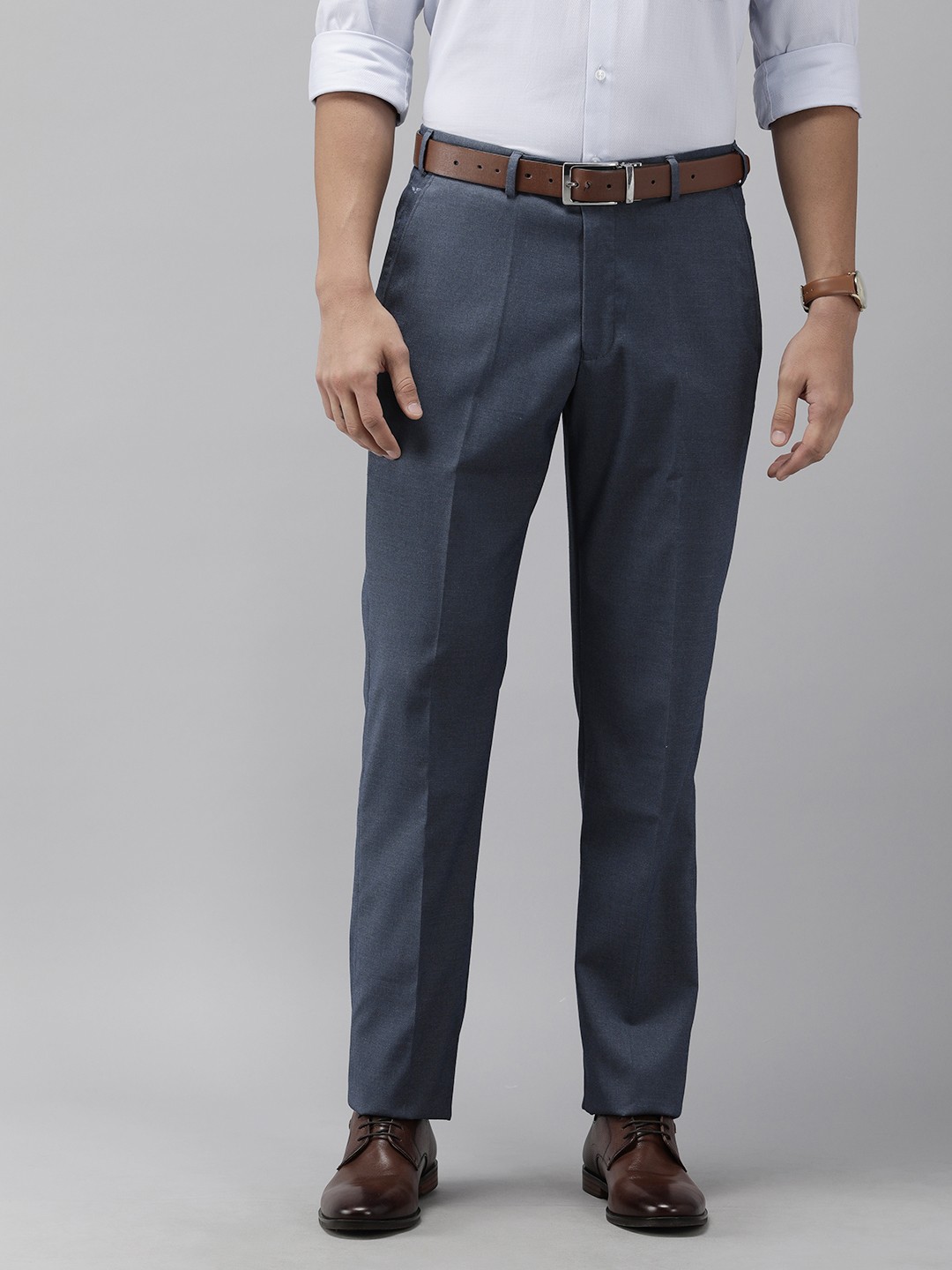 

Park Avenue Men Solid Regular Fit Formal Trouser, Blue