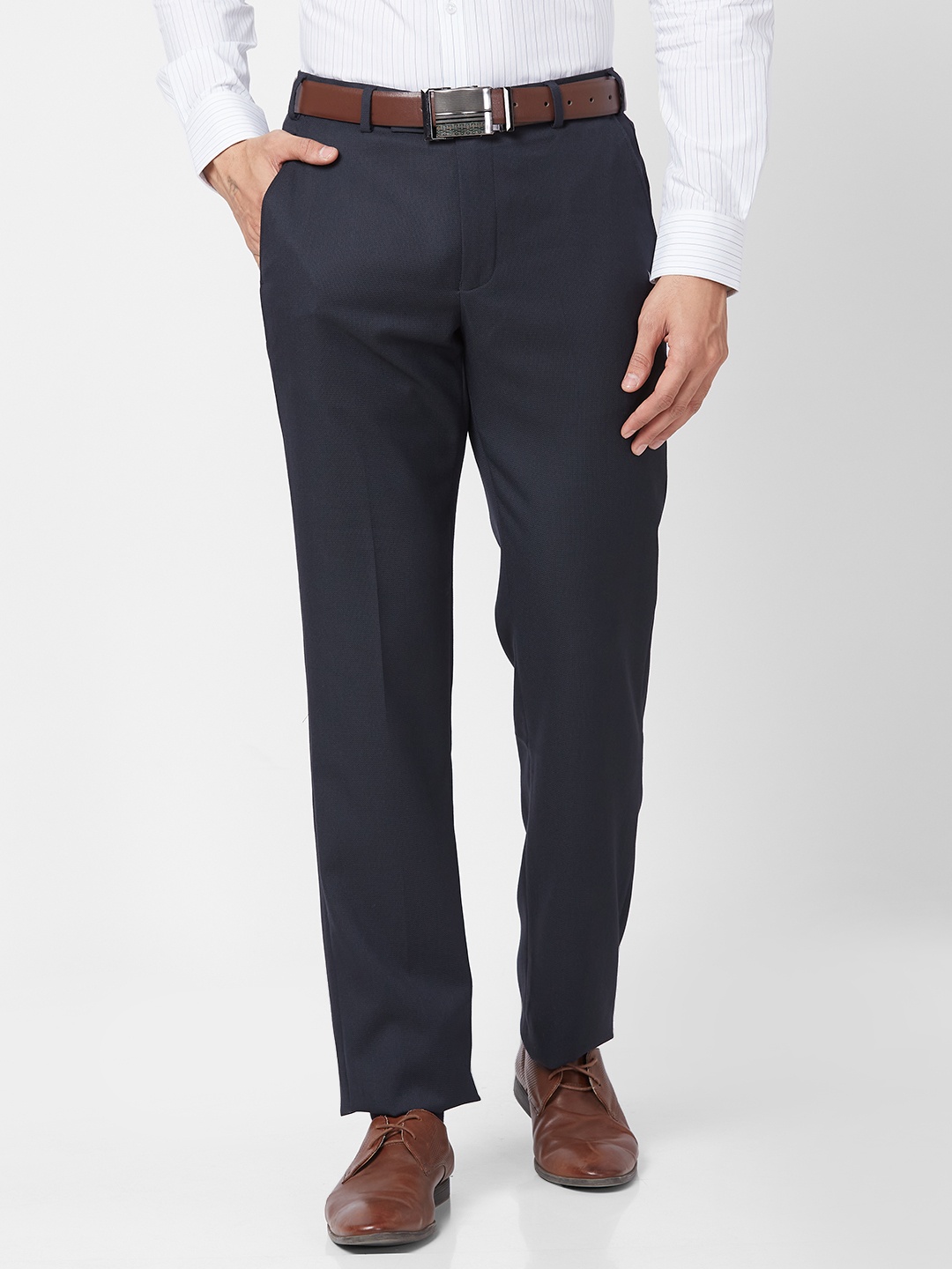 

Park Avenue Men Textured Formal Trouser, Blue