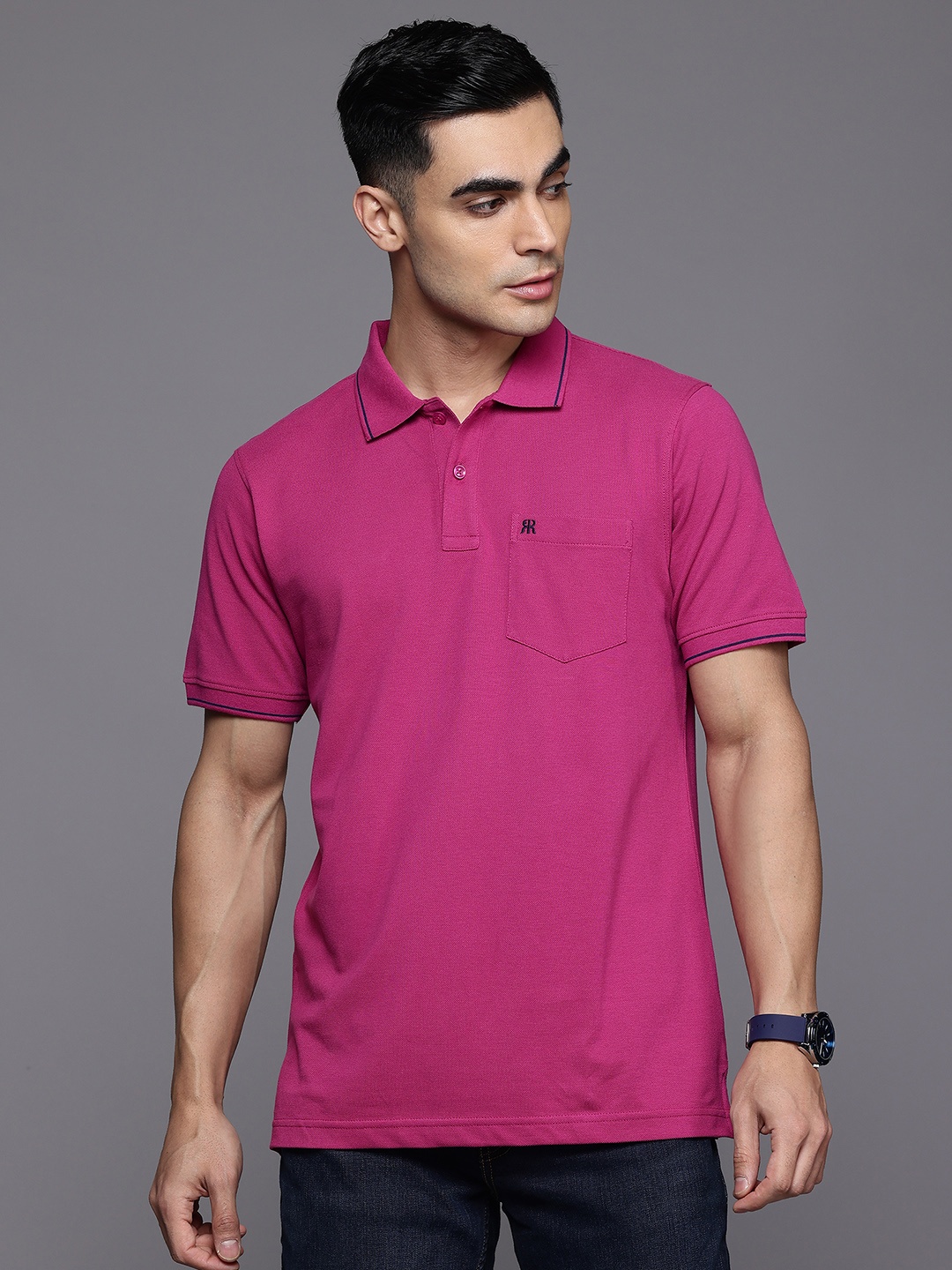 

Raymond Pure Cotton Modern Fit Polo Collar T-shirt, Magenta