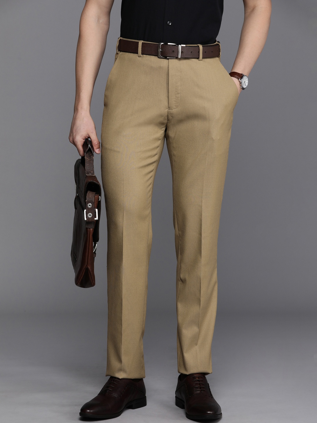 

Raymond Men Slim Fit Trousers, Khaki