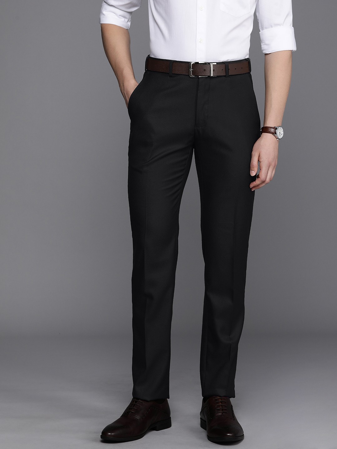 

Raymond Men Slim Fit Trousers, Black