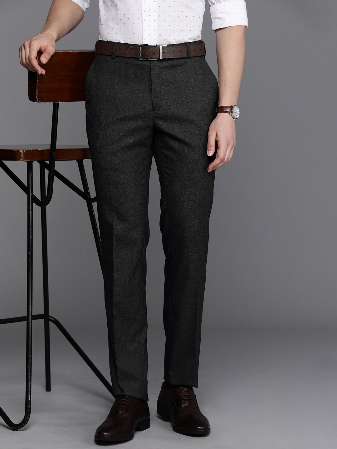 

Raymond Men Slim Fit Trousers, Charcoal