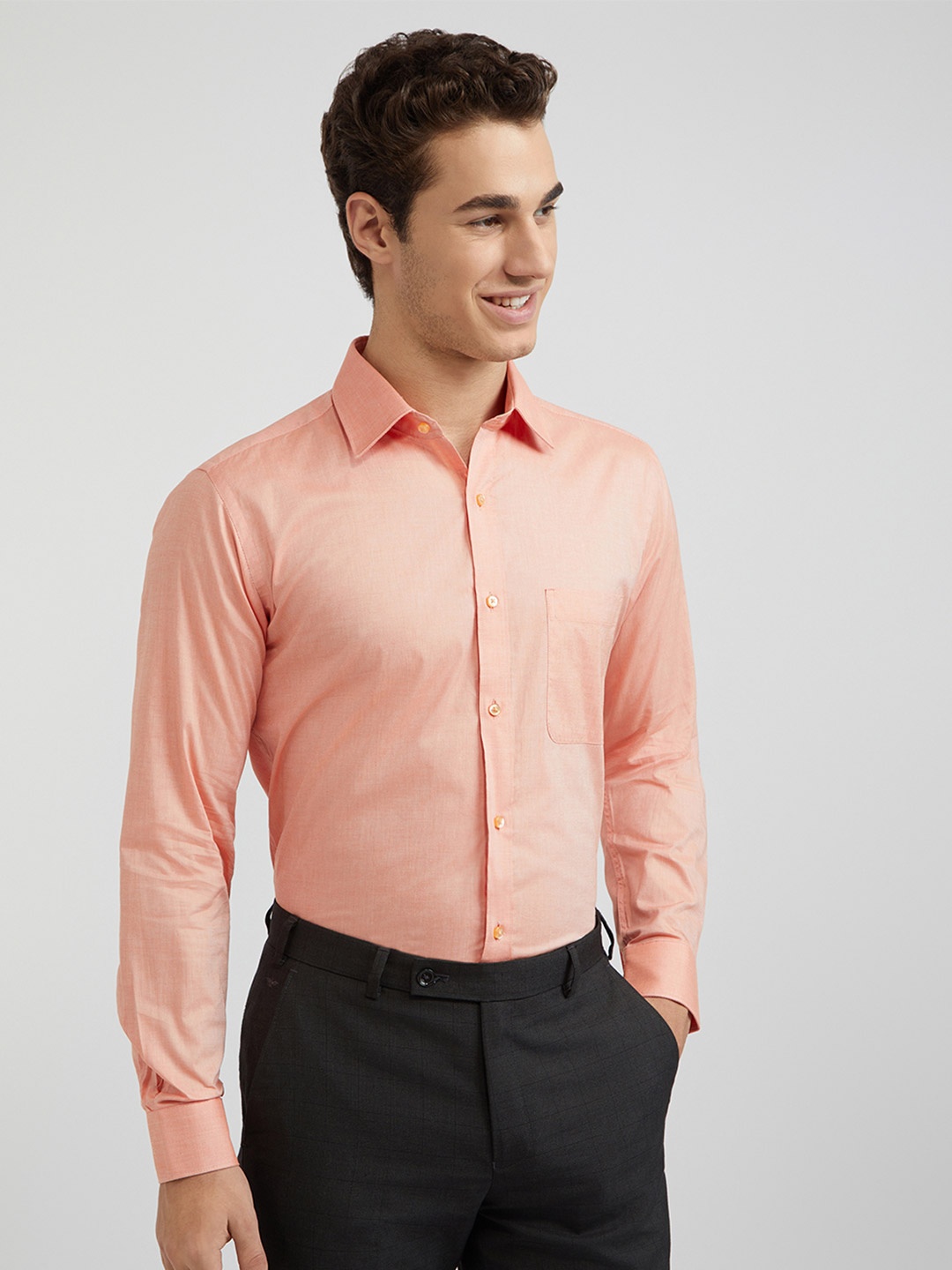 

Raymond Solid Slim Fit Pure Cotton Formal Shirt, Peach