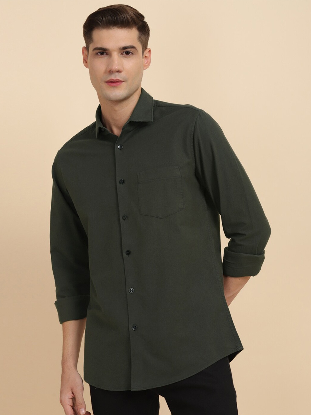 

Allen Solly Slim Fit Spread Collar Long Sleeves Casual Shirt, Green