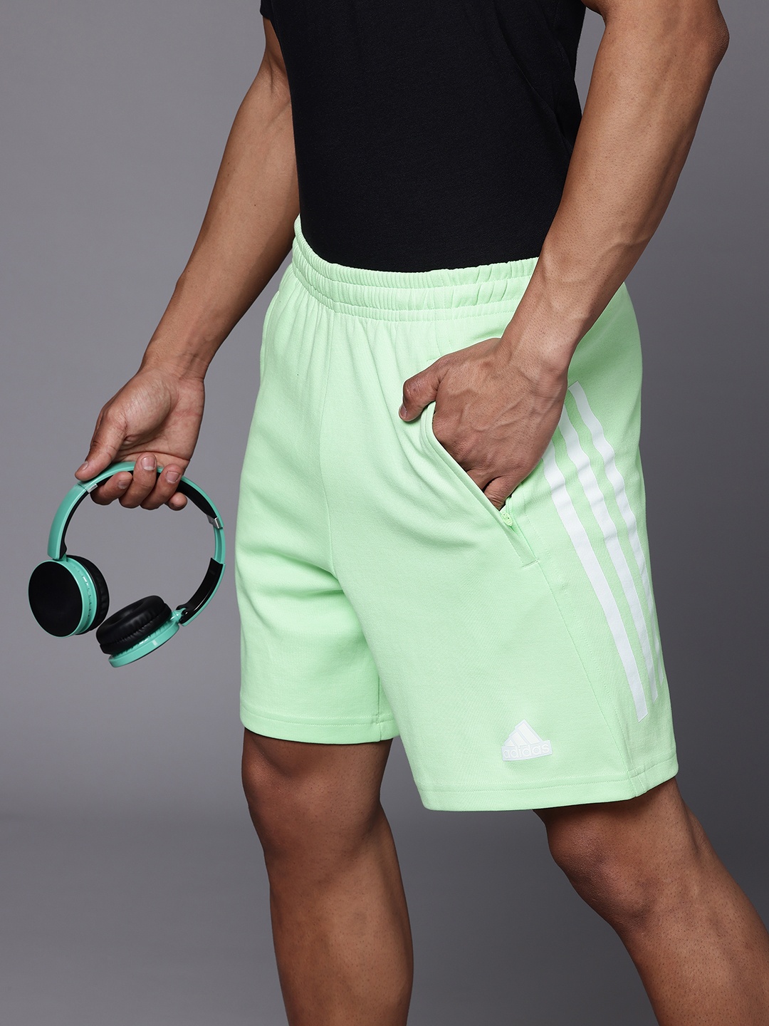 

ADIDAS Men 3-Striped Sports Shorts, Green