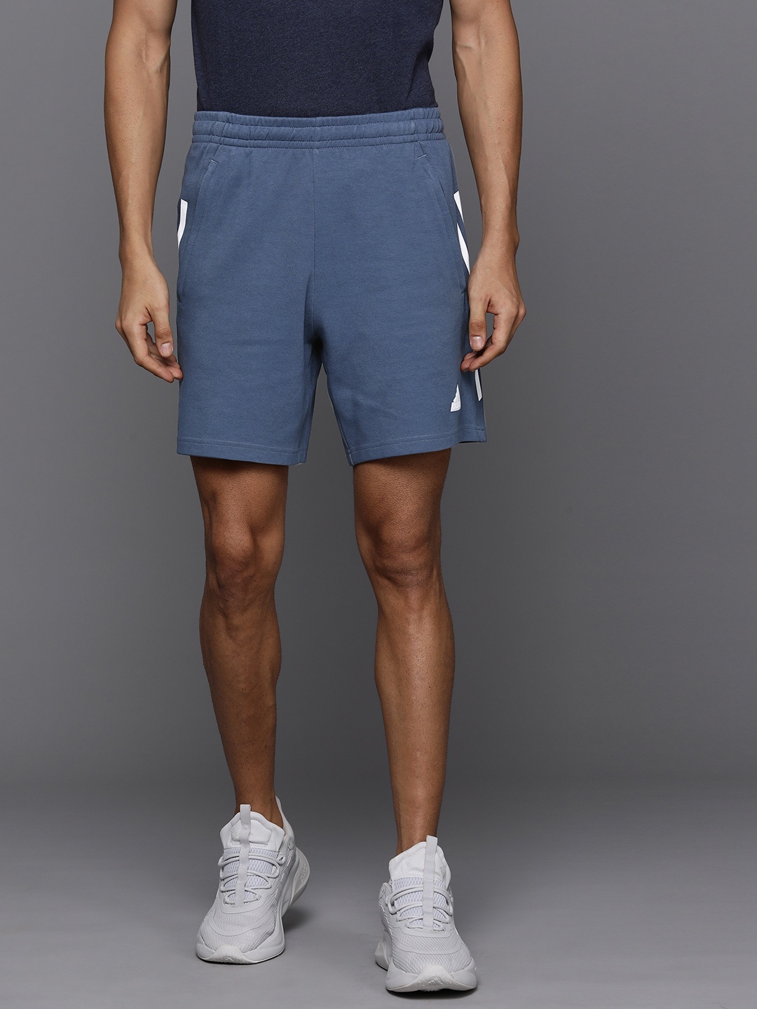 

ADIDAS Men Striped Sports Shorts, Blue