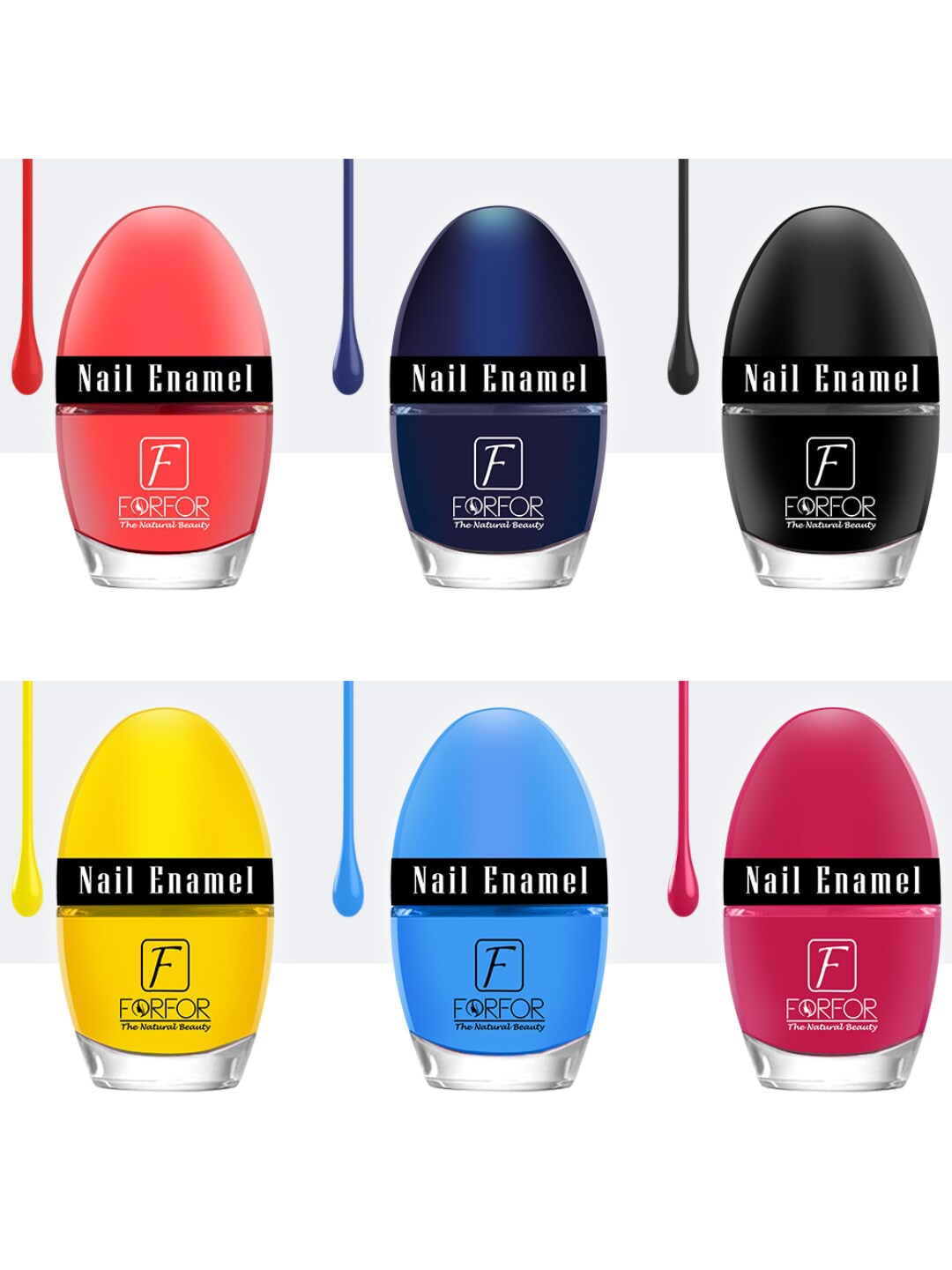 

FORFOR Set of 6 Jazzy Long Lasting Glossy Nail Polish - 5 ml each, Multi