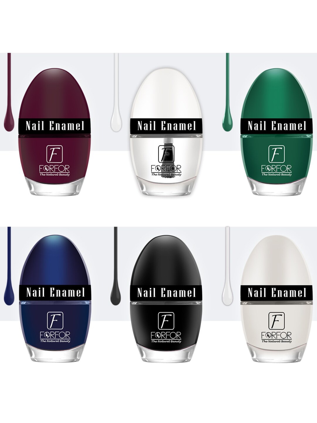 

FORFOR Set of 6 Jazzy Long Lasting Glossy Nail Polish - 5 ml each, Multi