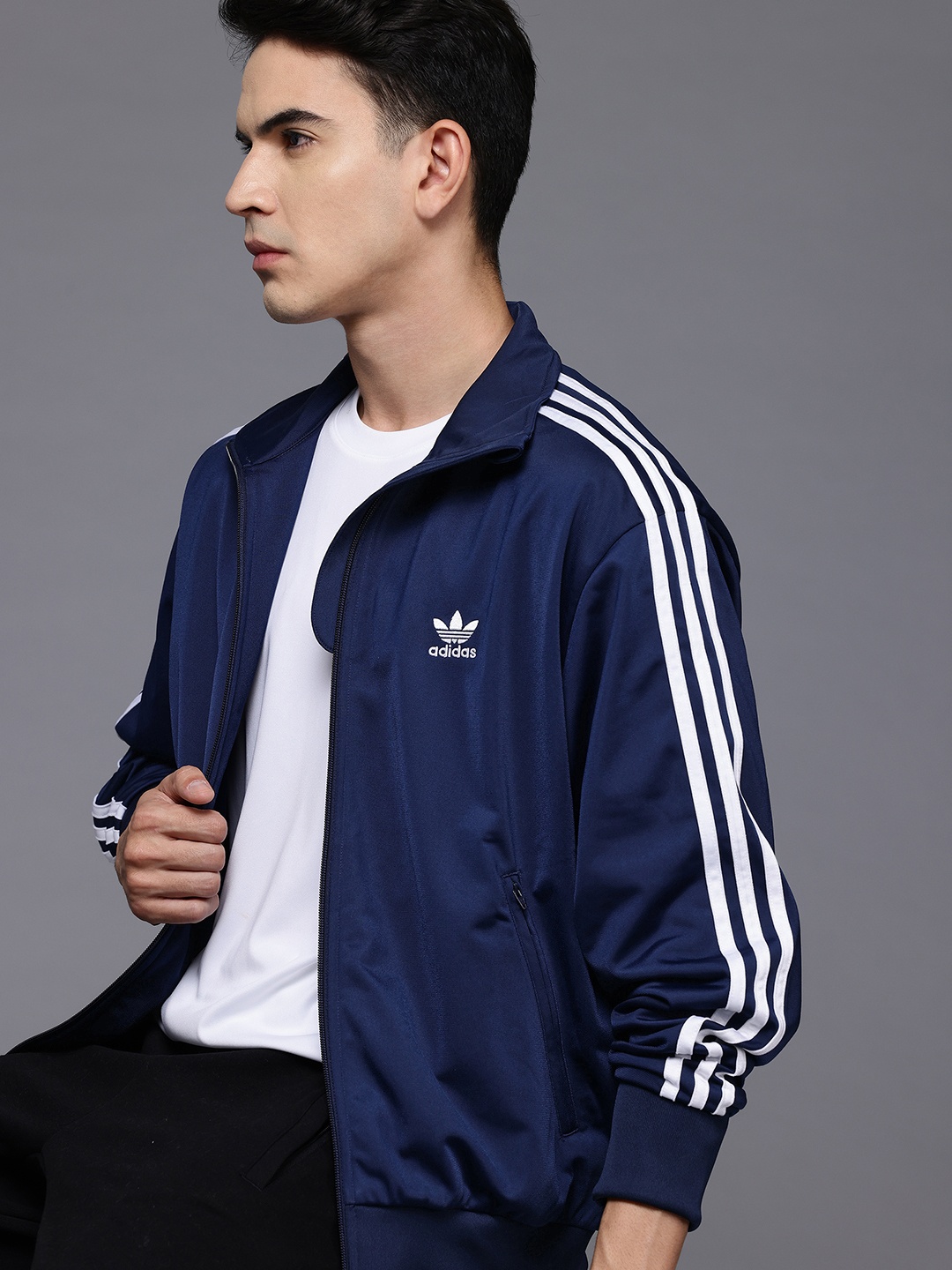 

ADIDAS Originals Stand Collar Striped FBIRD TT Sporty Jacket, Blue