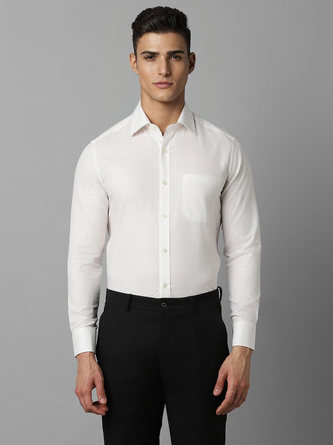 

Louis Philippe Spread Collar Long Sleeves Regular Fit Cotton Formal Shirt, White
