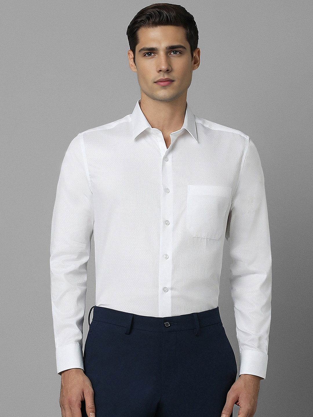 

Louis Philippe Spread Collar Cotton Slim Fit Formal Shirt, White